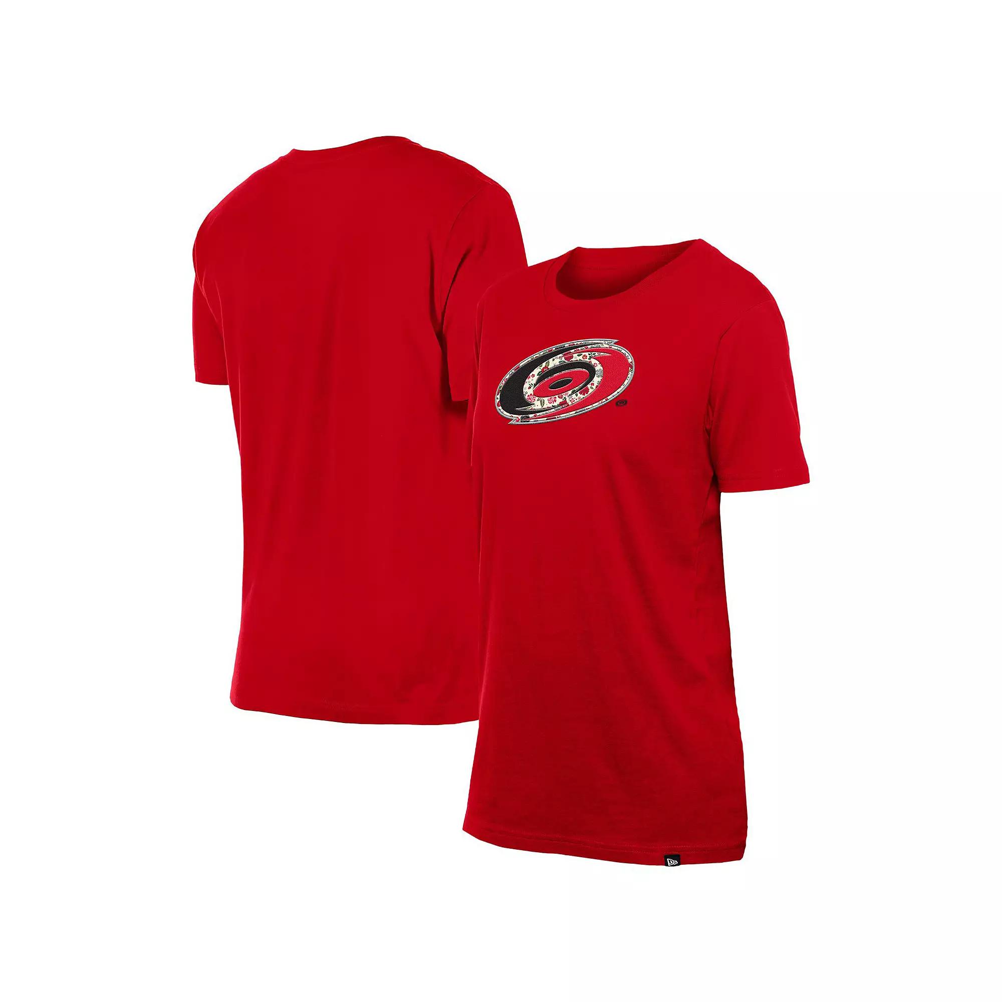 Women's New Era Red Carolina Hurricanes Glam Game Floral T-Shirt,  Product Image