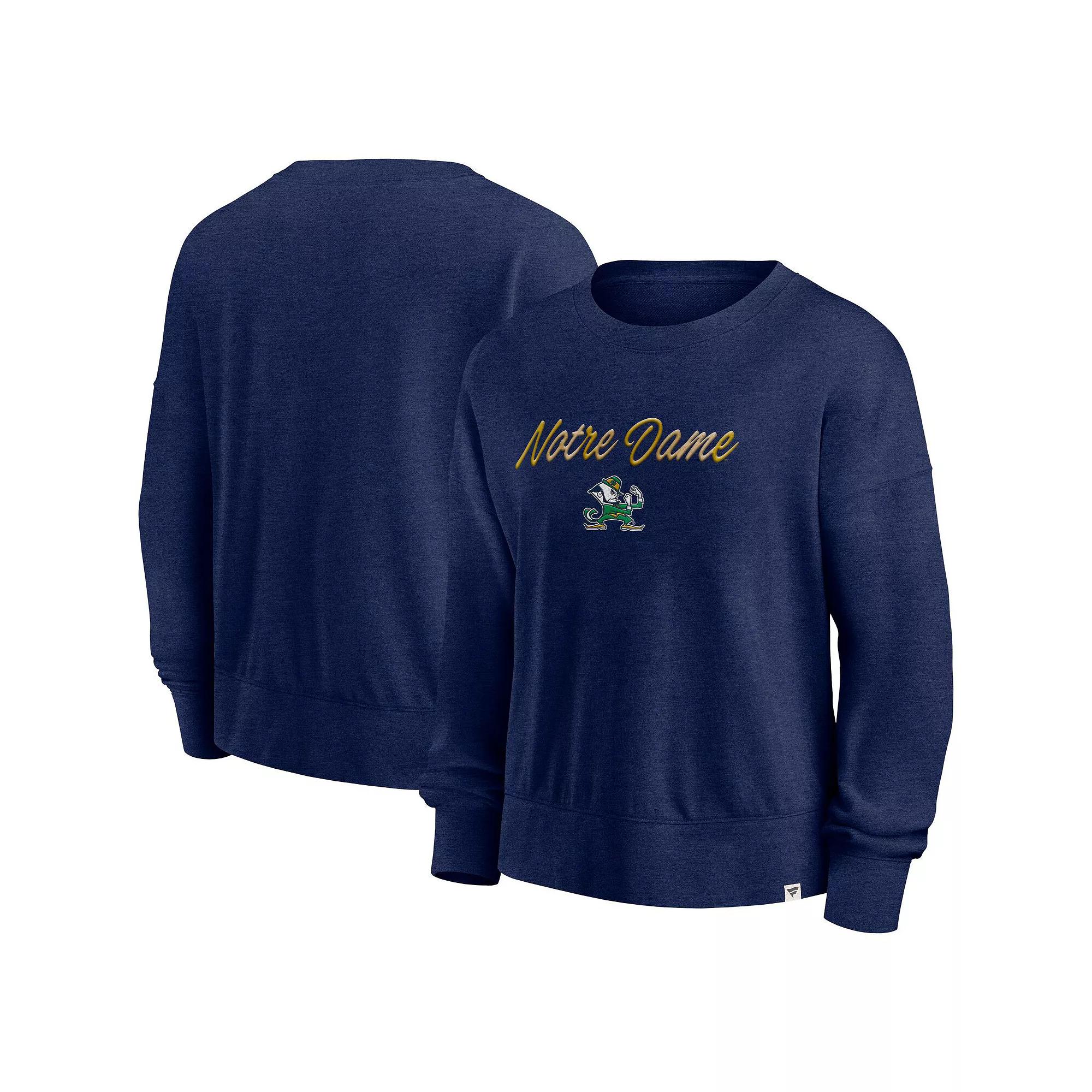 Women's Fanatics Branded Heather Navy Notre Dame Fighting Irish Script Pullover Sweatshirt, Size: Medium, Blue Product Image