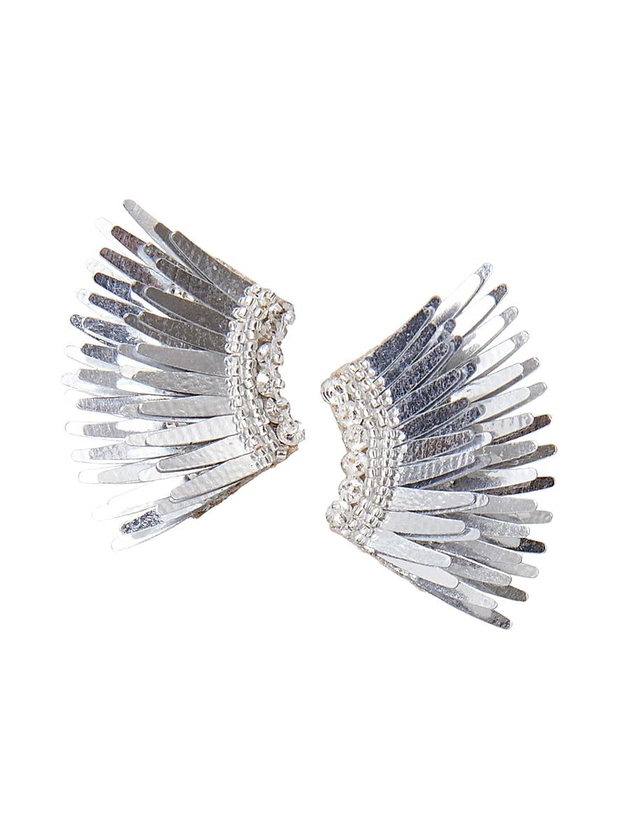 Womens Madeline Rhodium-Plated & Mixed-Media Mini Wing Earrings Product Image
