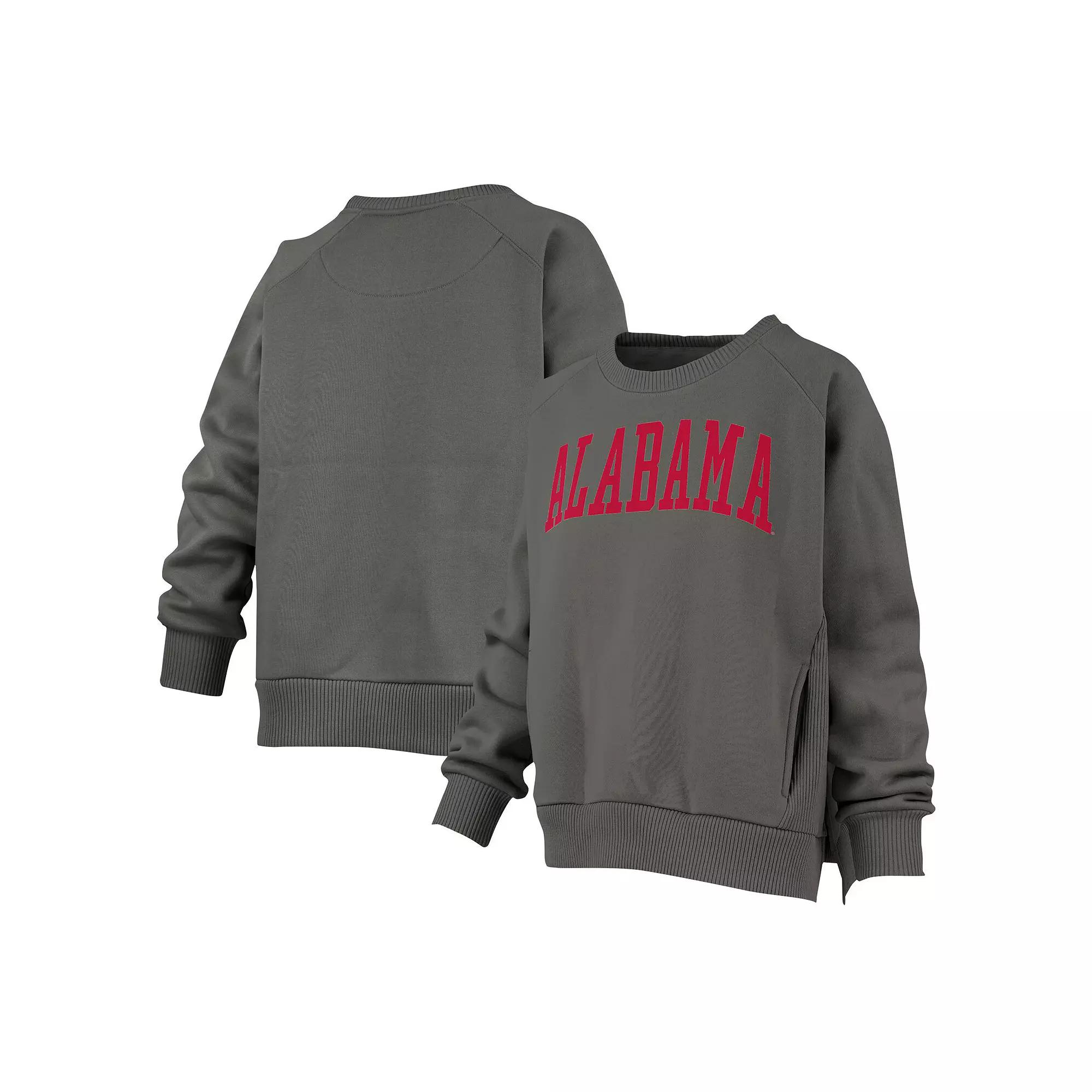 Womens Pressbox Charcoal Alabama Crimson Tide Pocketed Raglan Pullover Sweatshirt Product Image