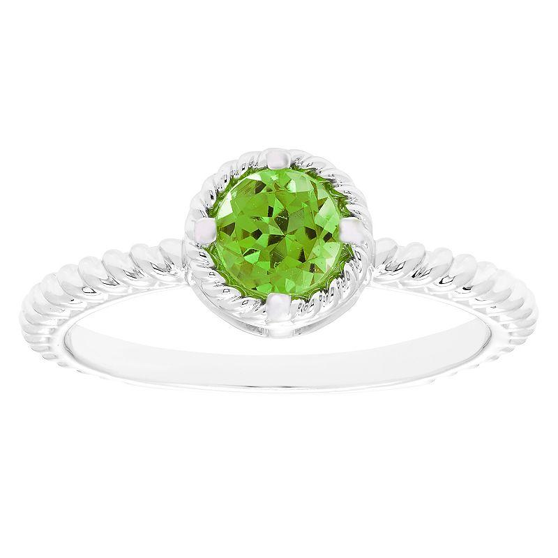 Boston Bay Diamonds Sterling Silver Genuine Peridot Rope Halo Stacking Ring, Women's, Size: 6 Product Image