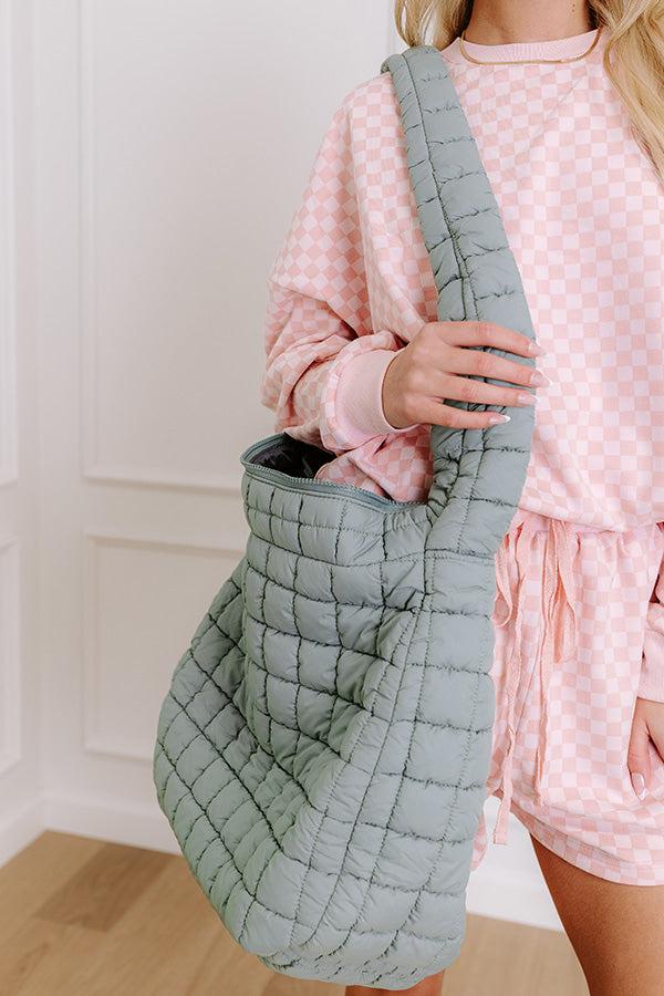 Leda Quilted Puffer Tote in Sage Product Image