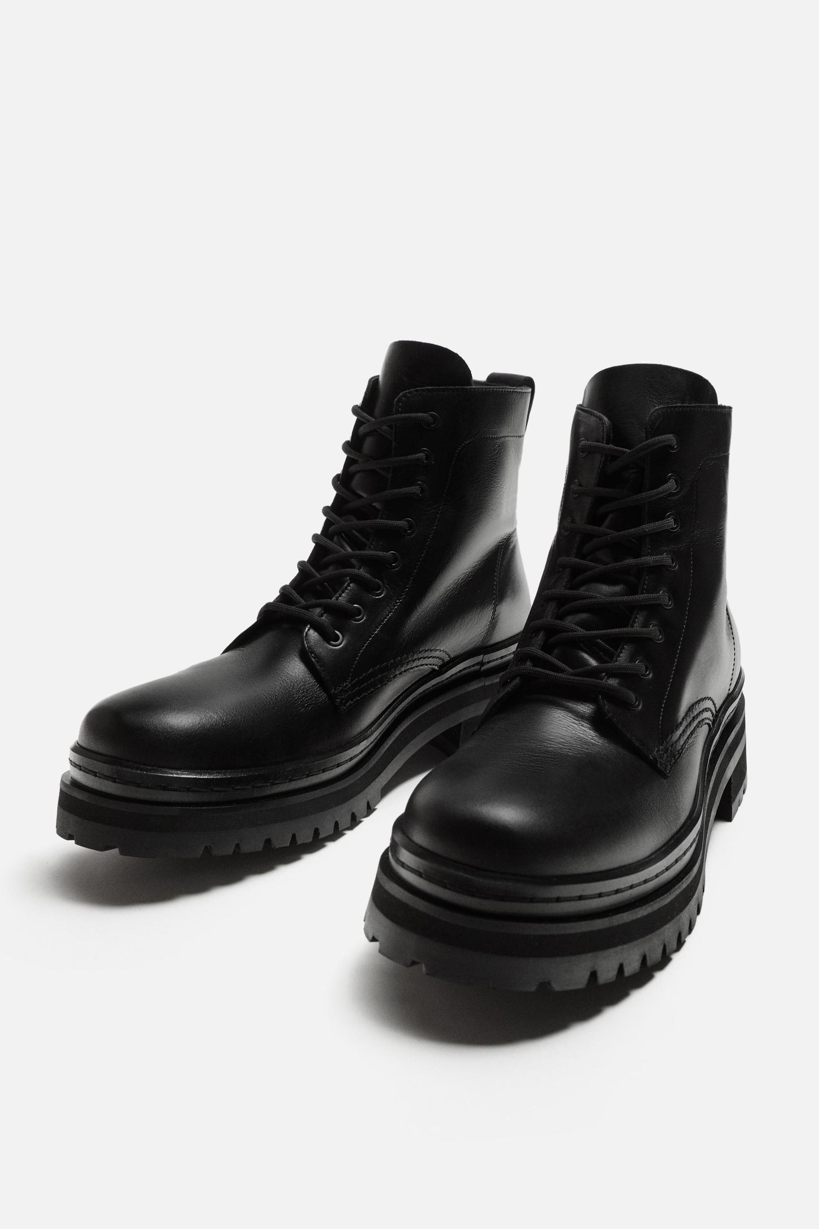 LEATHER LACE-UP BOOTS Product Image
