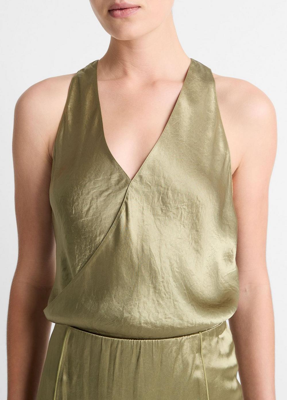Womens Satin Surplice Tank Product Image