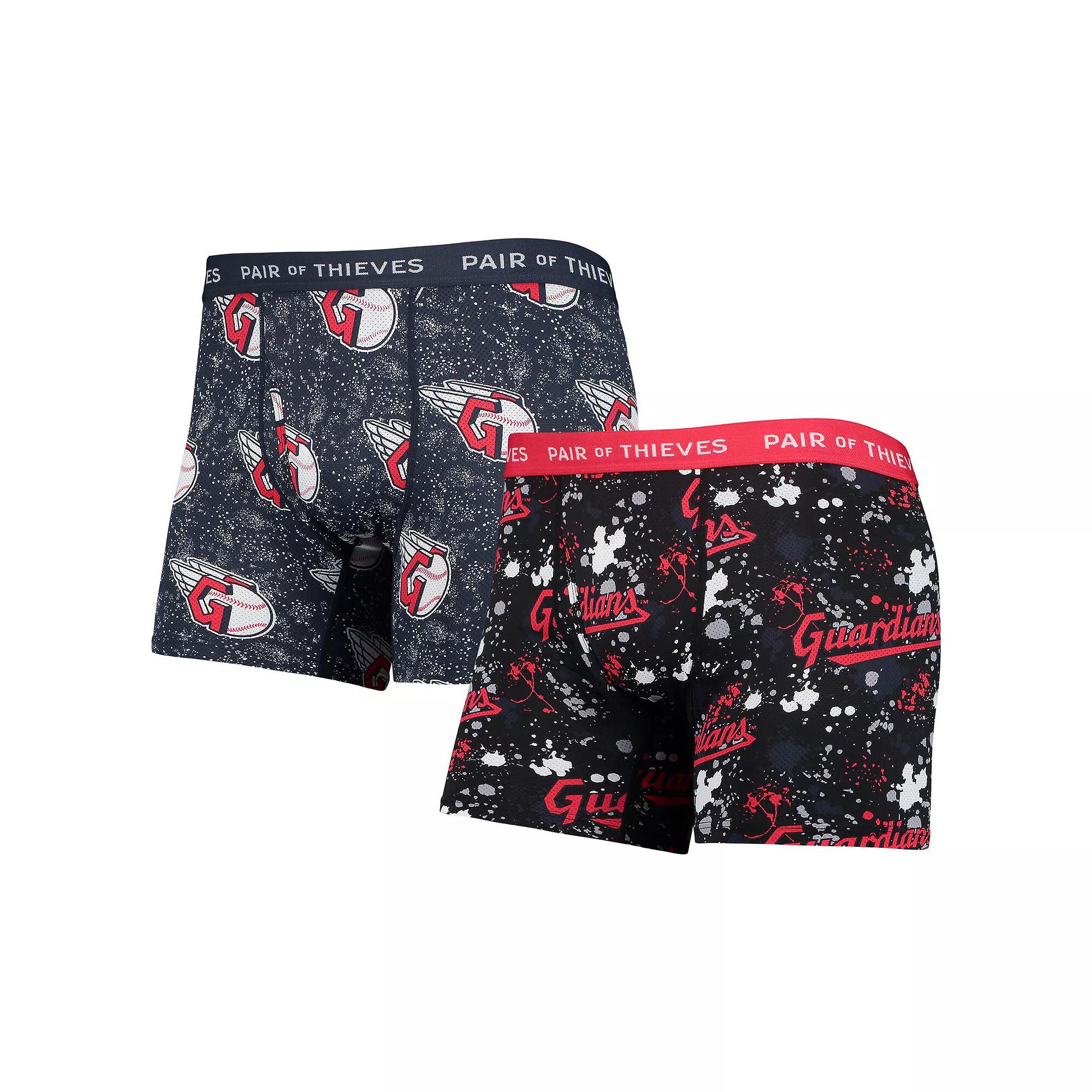 Men's Pair of Thieves Black/Navy Cleveland Guardians Super Fit 2-Pack Boxer Briefs Set,  Product Image