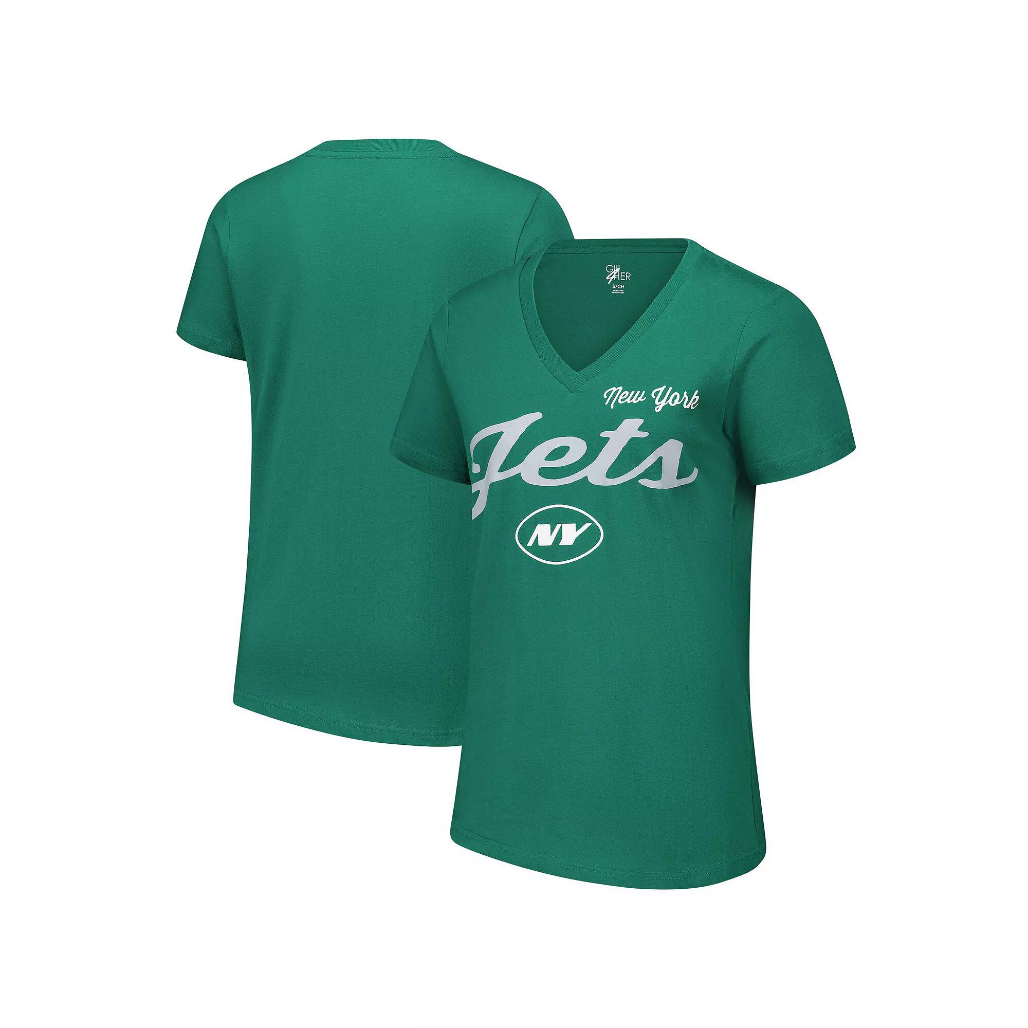 Women's G-III 4Her by Carl Banks Green New York Jets Post Season V-Neck T-Shirt,  Product Image
