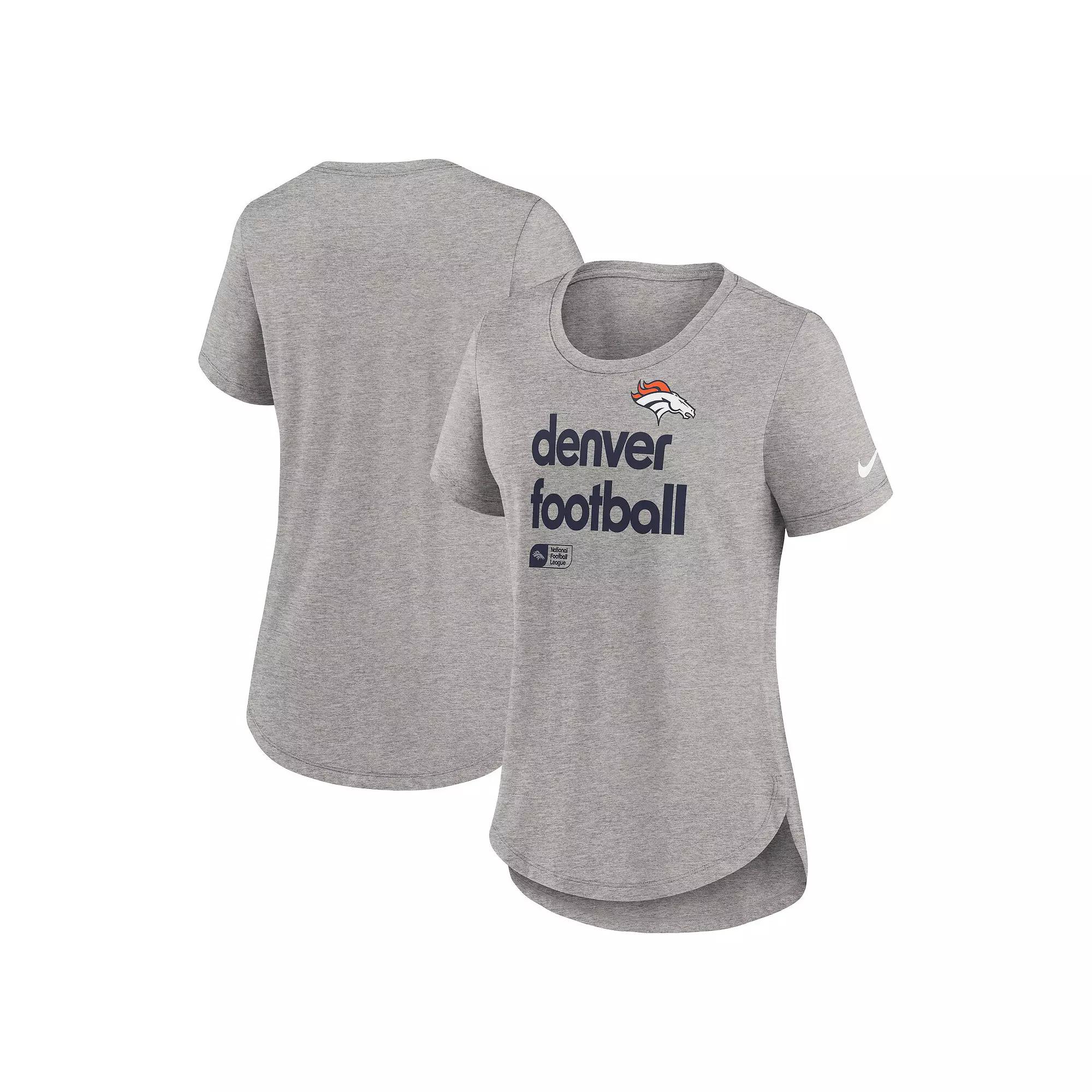 Women's Nike Heather Gray Denver Broncos Fashion Tri-Blend T-Shirt,  Product Image