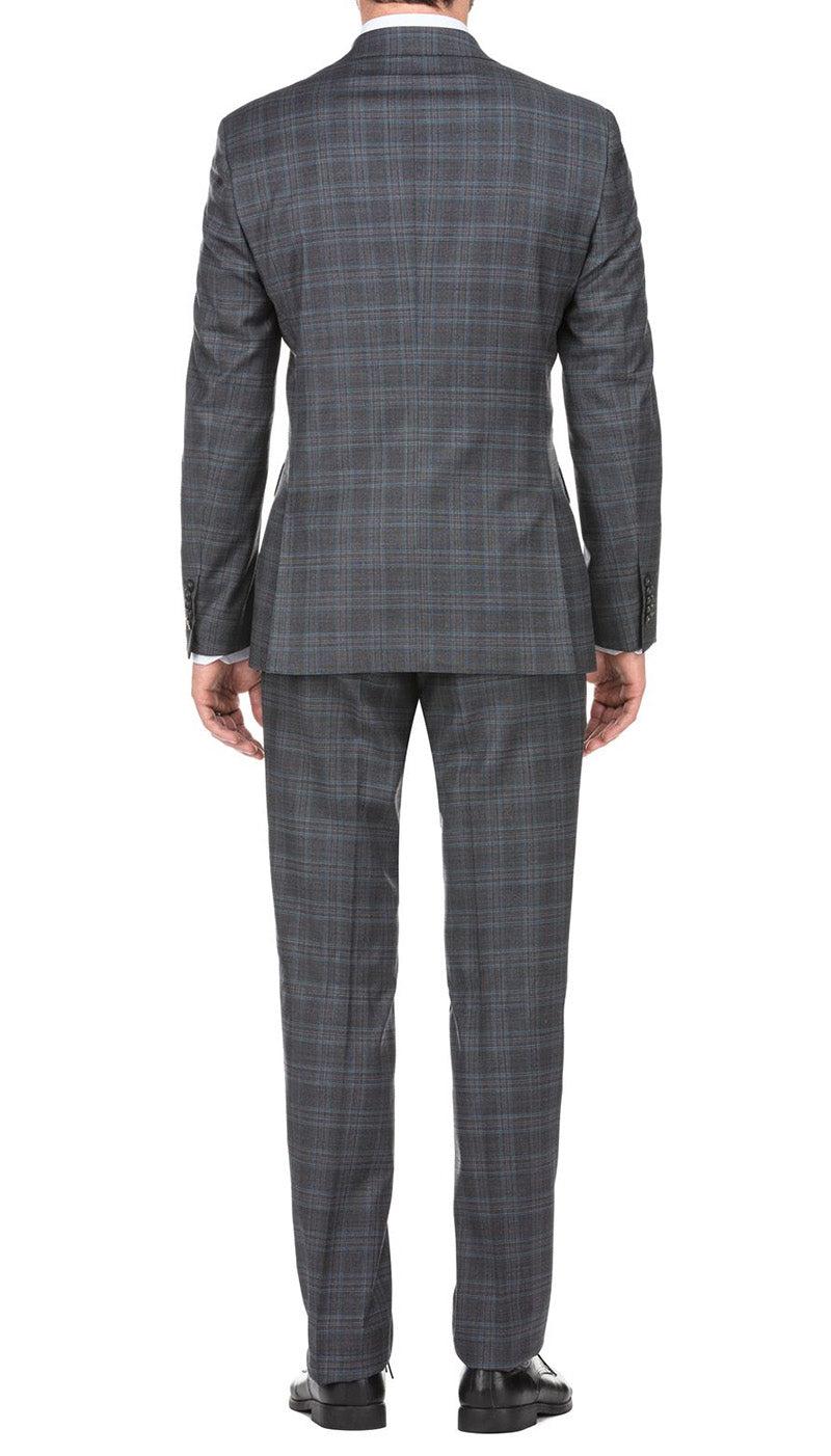 English Laundry 2-Piece Gray Plaid Wool Blend Slim Fit Dress Suit Product Image