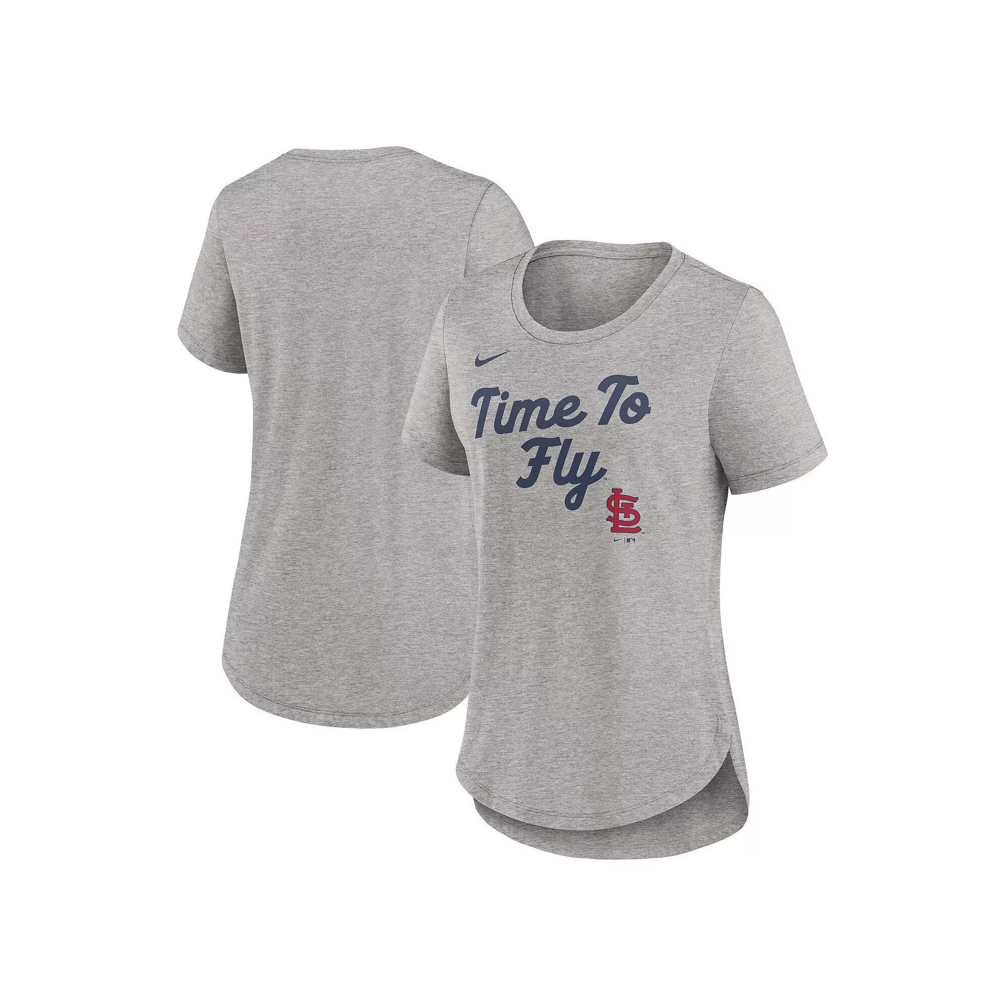 Women's Nike Heather Gray Cleveland Guardians Script Tri-Blend T-Shirt,  Product Image