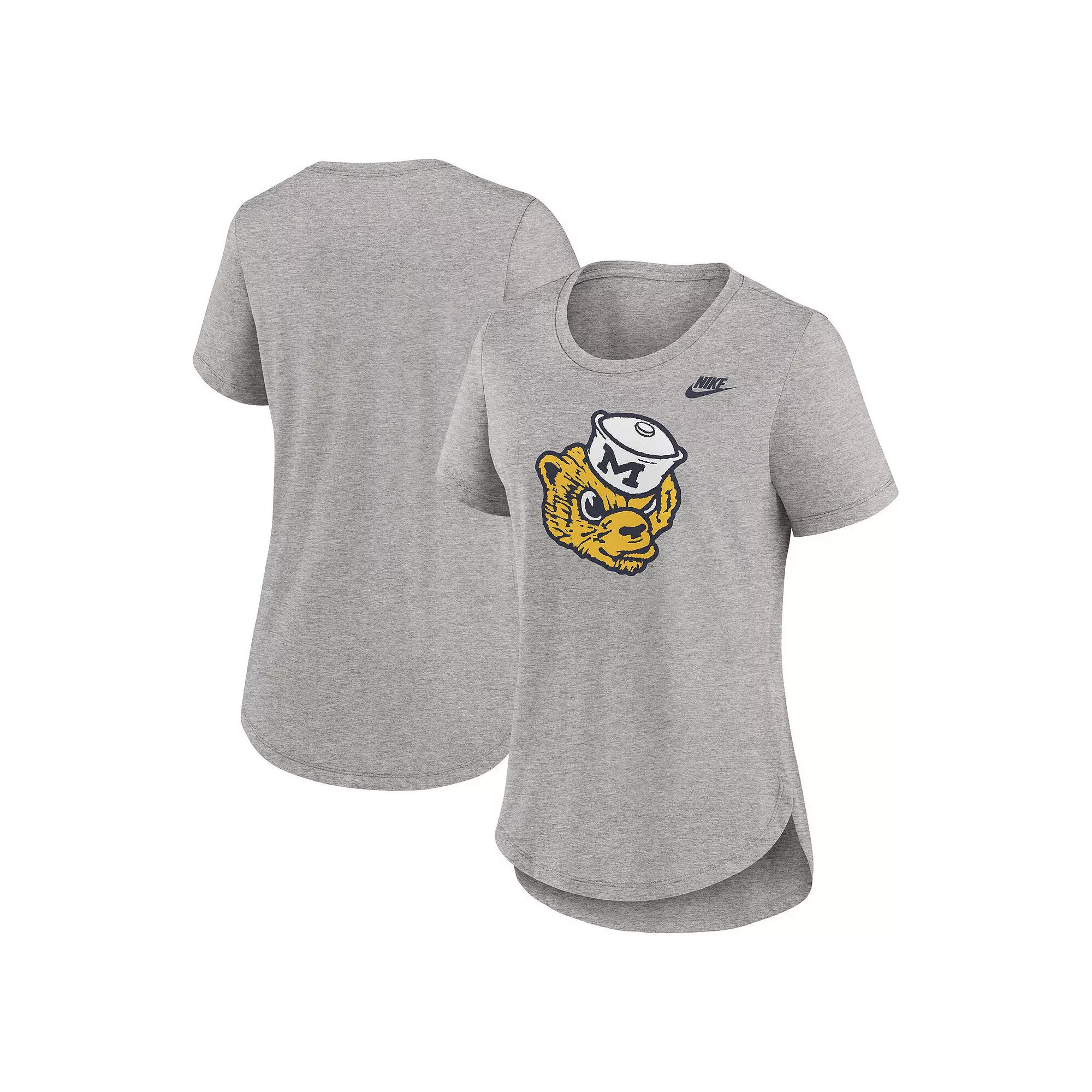Women's Nike Heather Gray Michigan Wolverines Legacy Tri-Blend T-Shirt, Size: Large, Grey Product Image