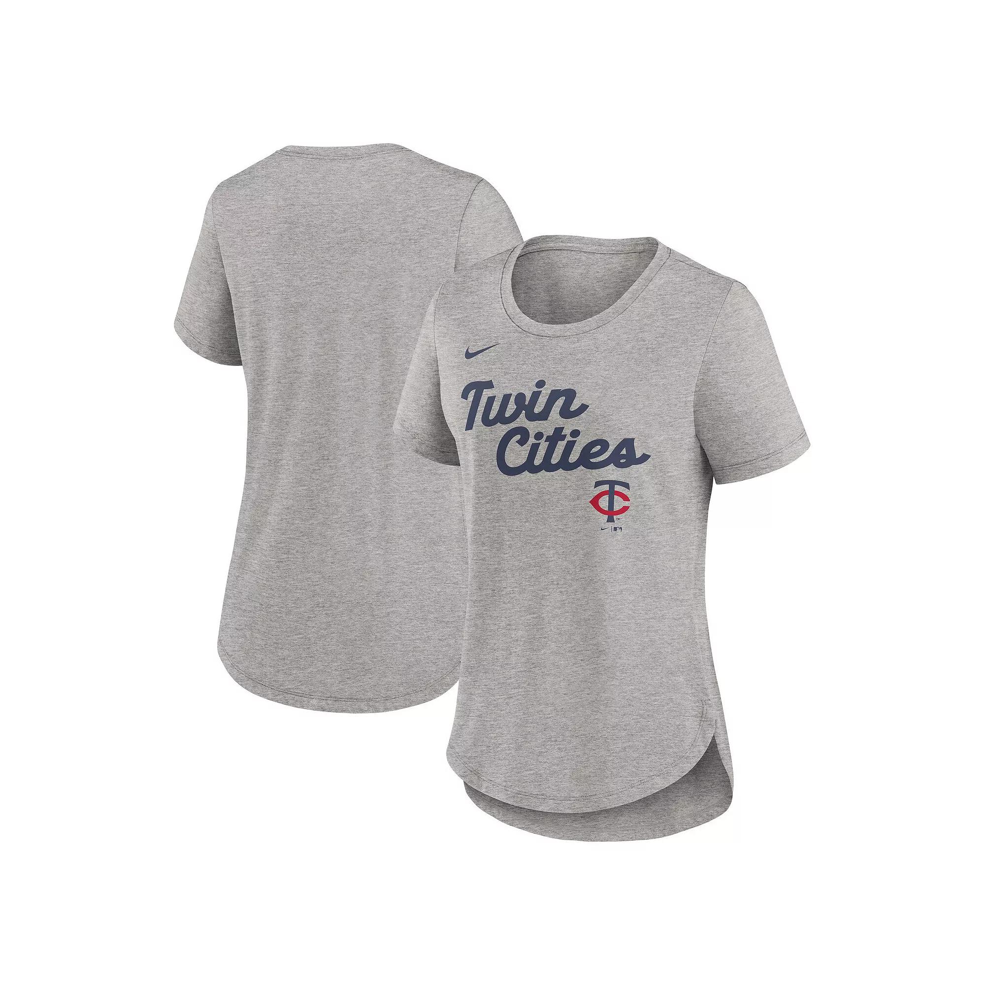 Women's Nike Heather Gray Minnesota Twins Script Tri-Blend T-Shirt,  Product Image
