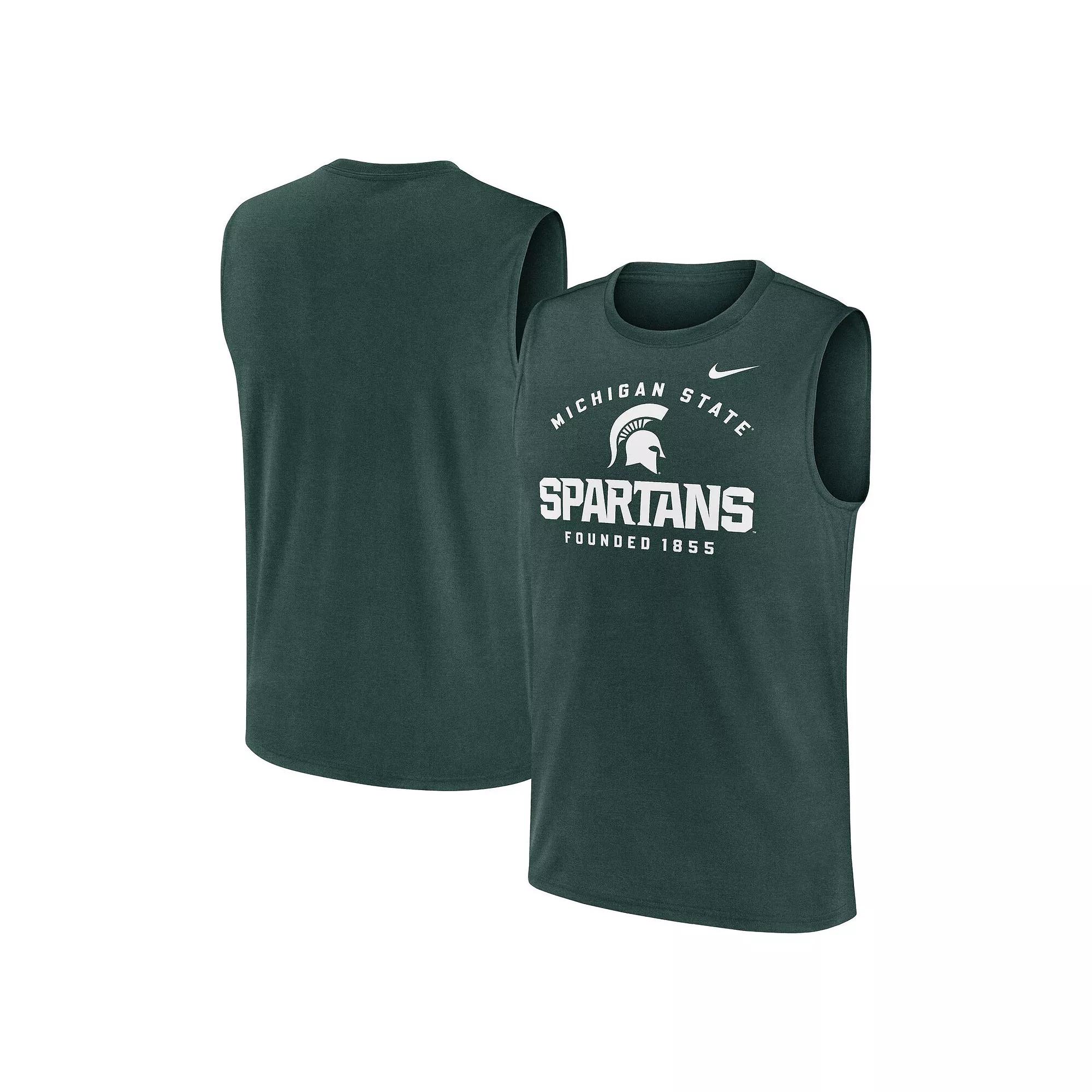 Men's Nike Green Michigan State Spartans Primetime Legend Lock Up Performance Muscle Tank Top, Size: Medium Product Image