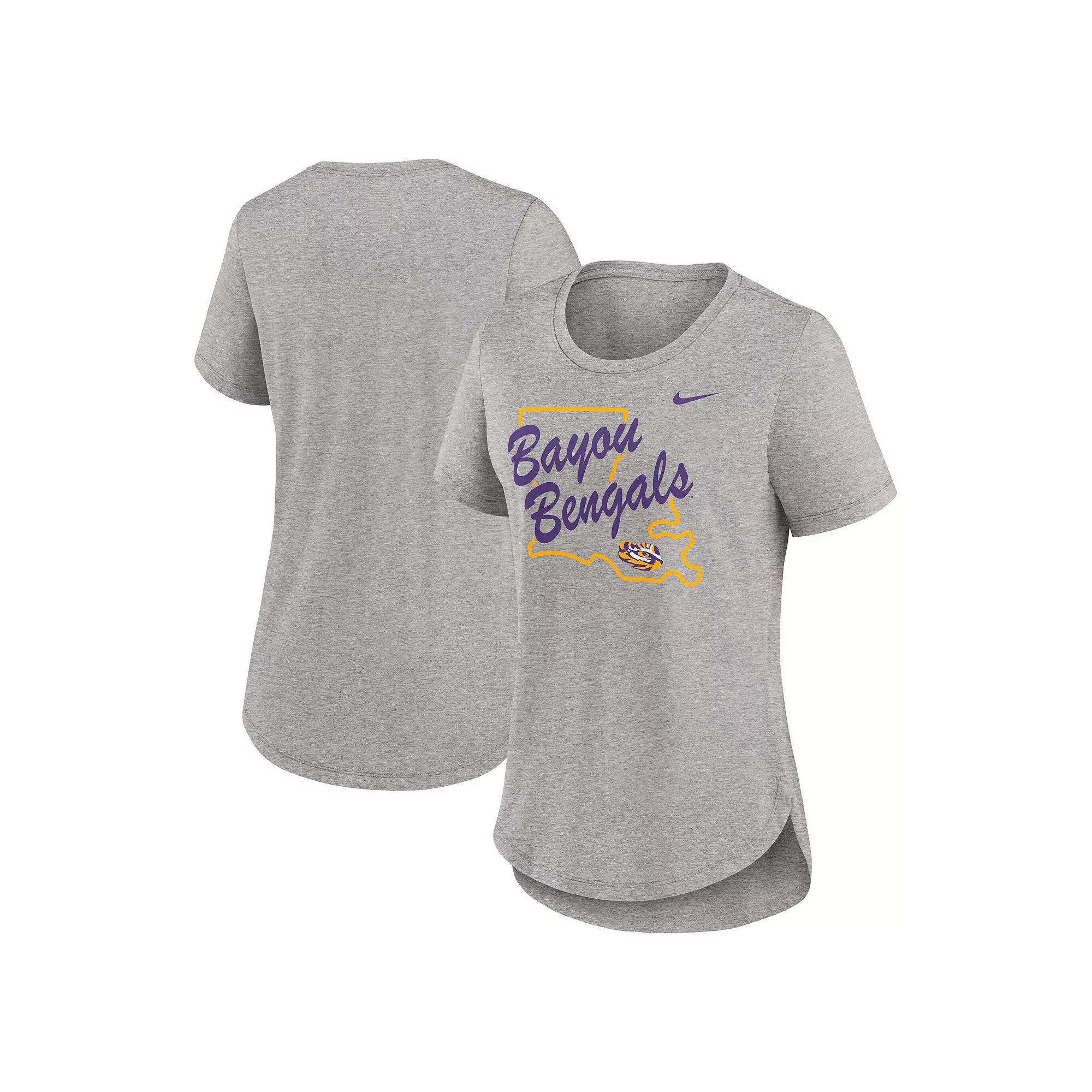 Women's Nike Heather Gray LSU Tigers Local Campus Location Mantra Tri-Blend T-Shirt,  Product Image