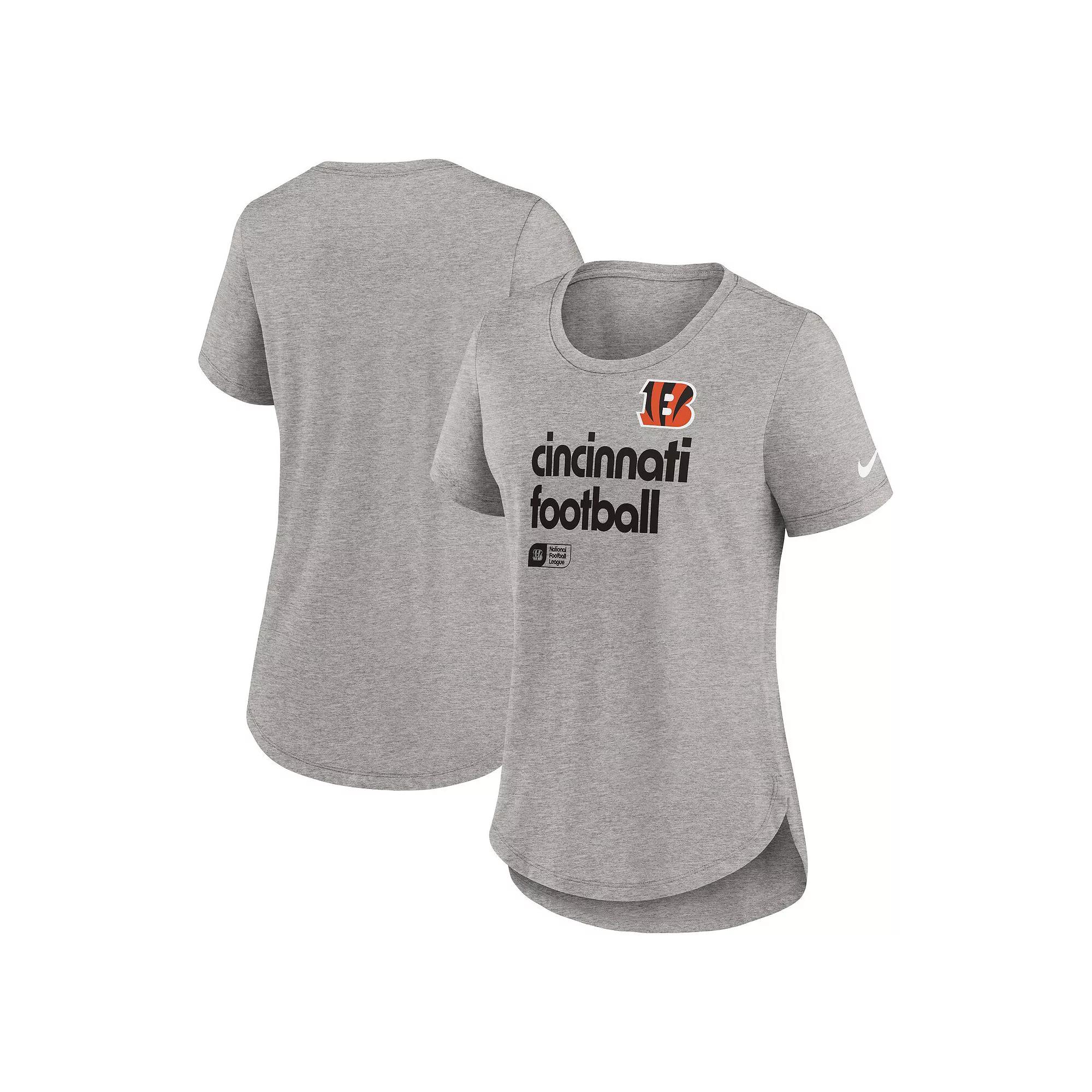 Women's Nike Heather Gray Cincinnati Bengals Fashion Tri-Blend T-Shirt,  Product Image