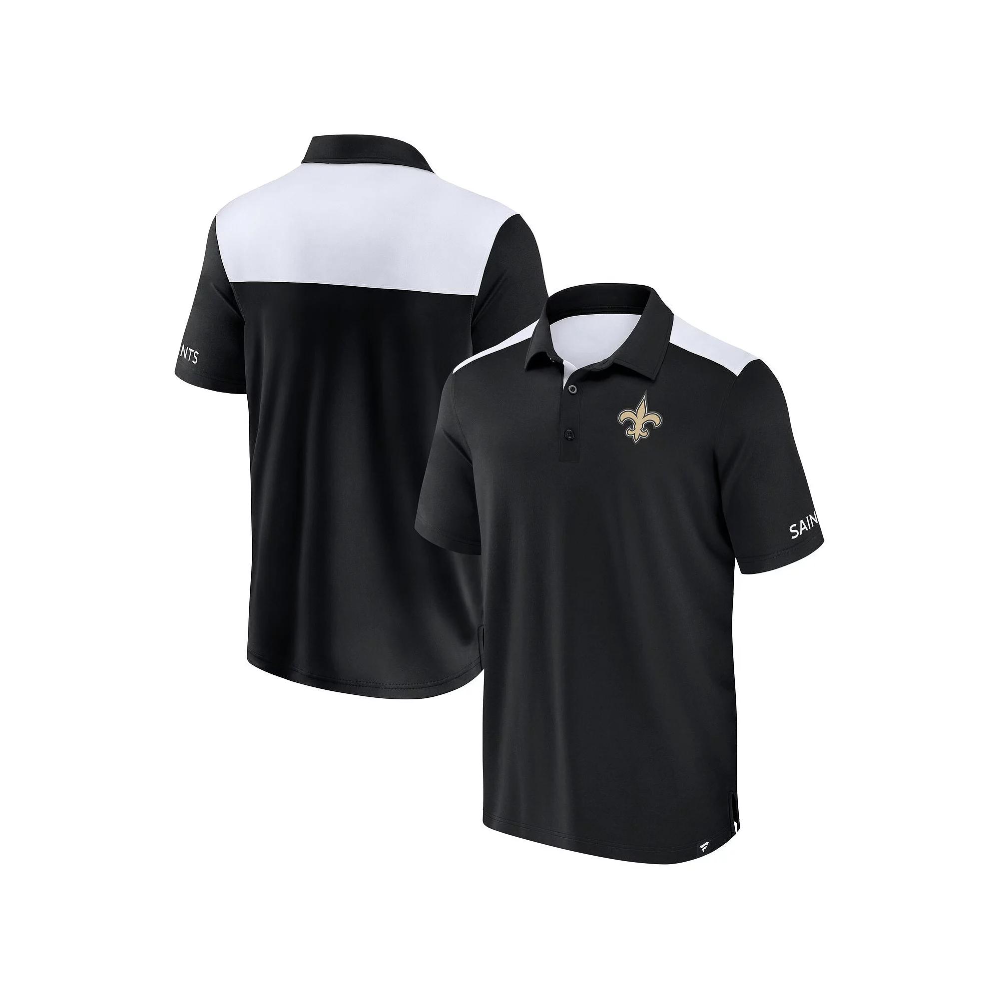 Men's Fanatics Black/White New Orleans Saints Colorblock Polo,  Product Image