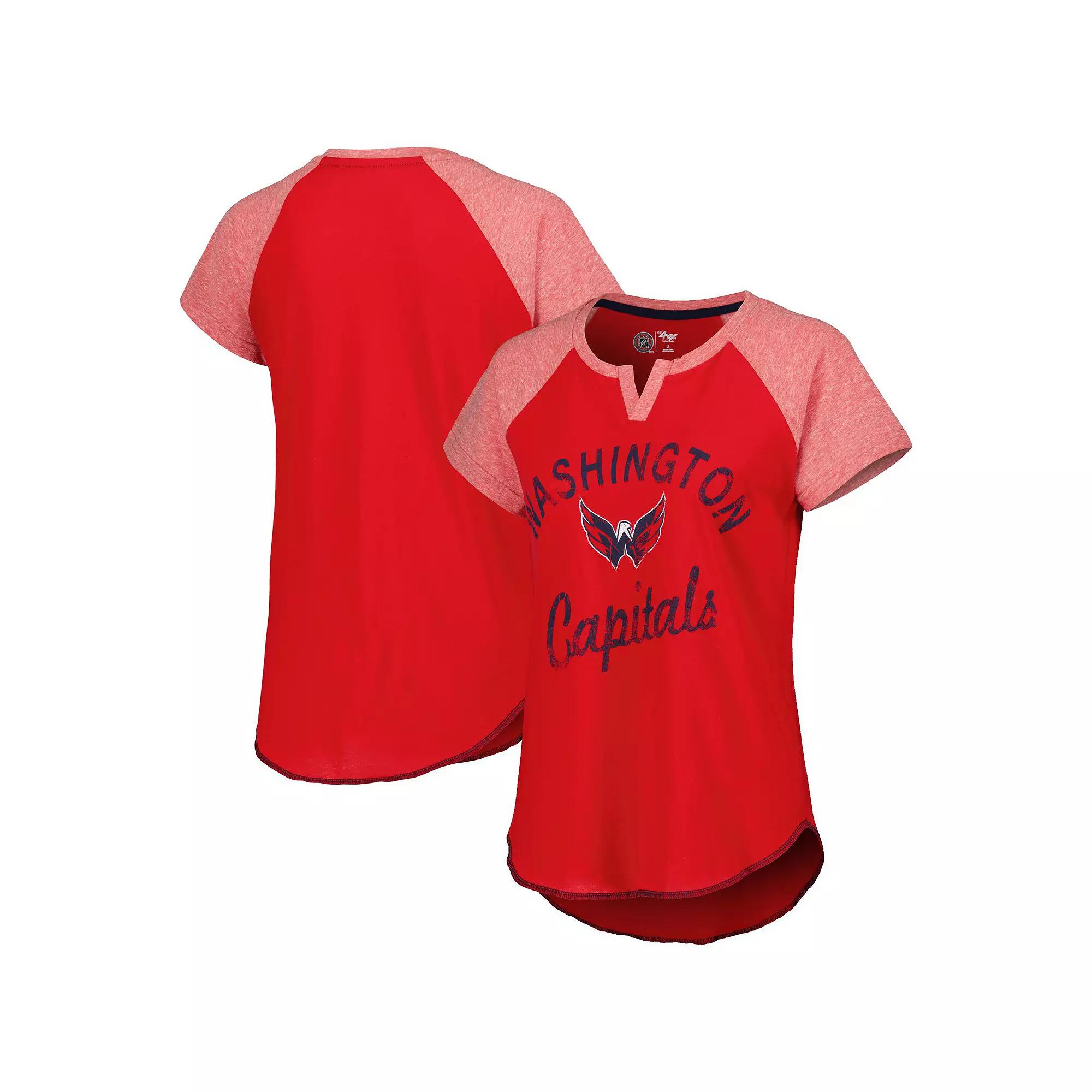 Women's Starter Red Washington Capitals Grand Slam Raglan Notch Neck T-Shirt,  Product Image