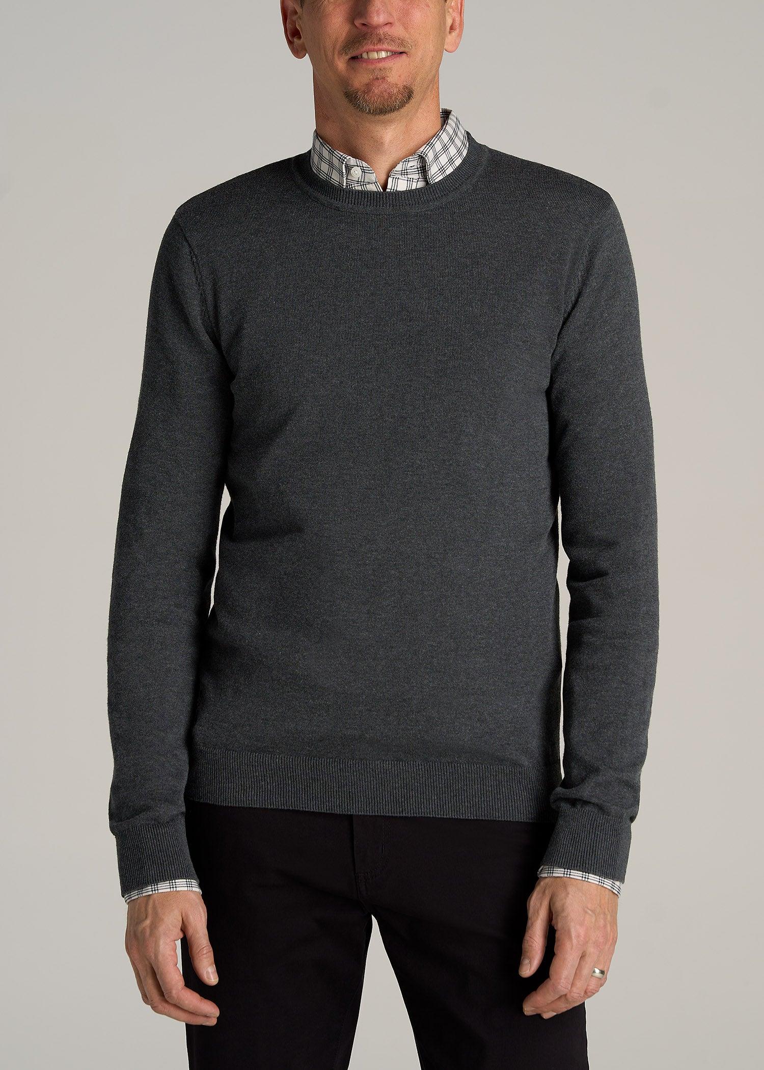 Everyday Crewneck Sweater for Tall Men in Charcoal Mix Male Product Image