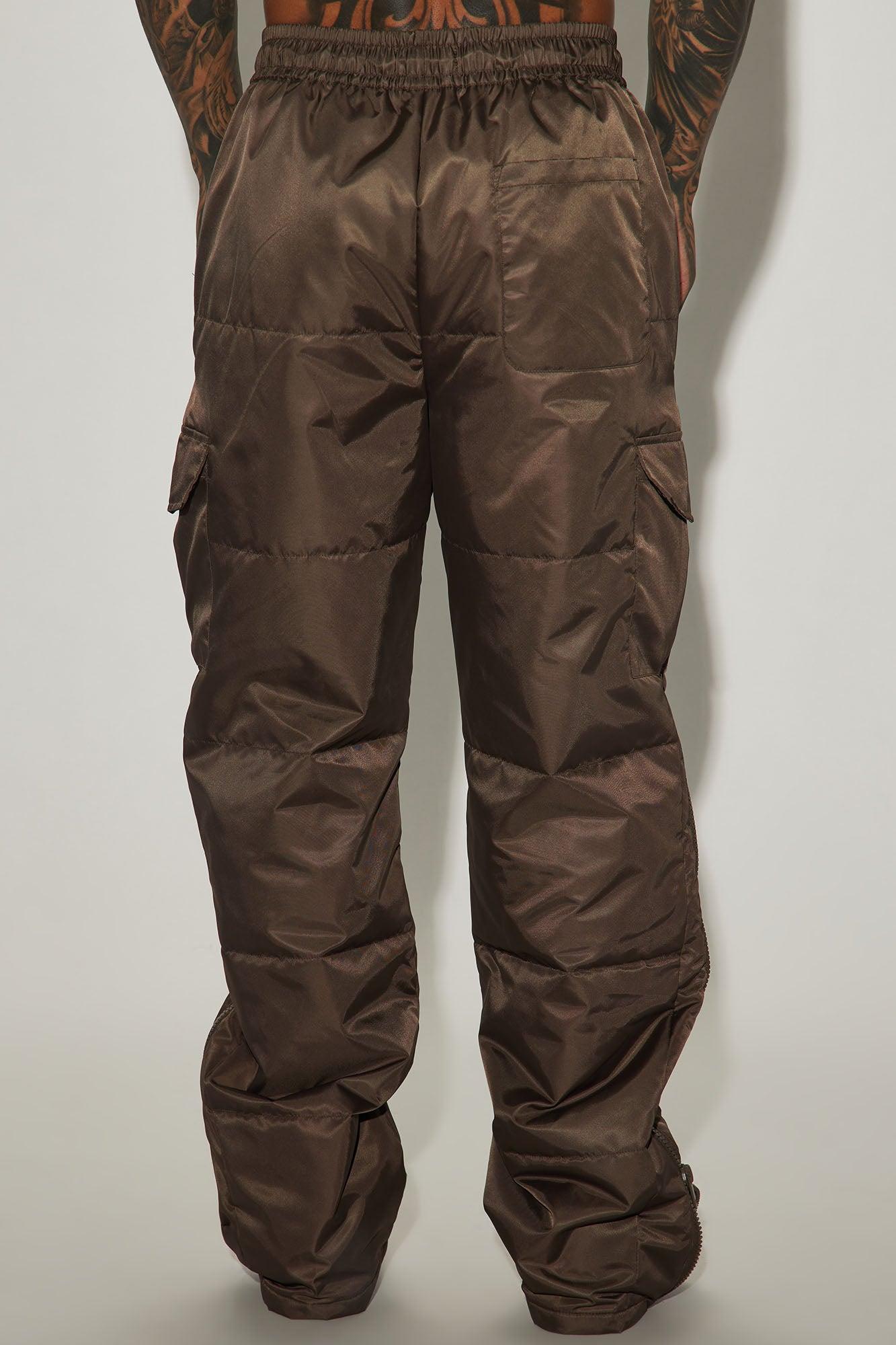 Ride With Me Baggy Padded Nylon Pants - Brown Product Image