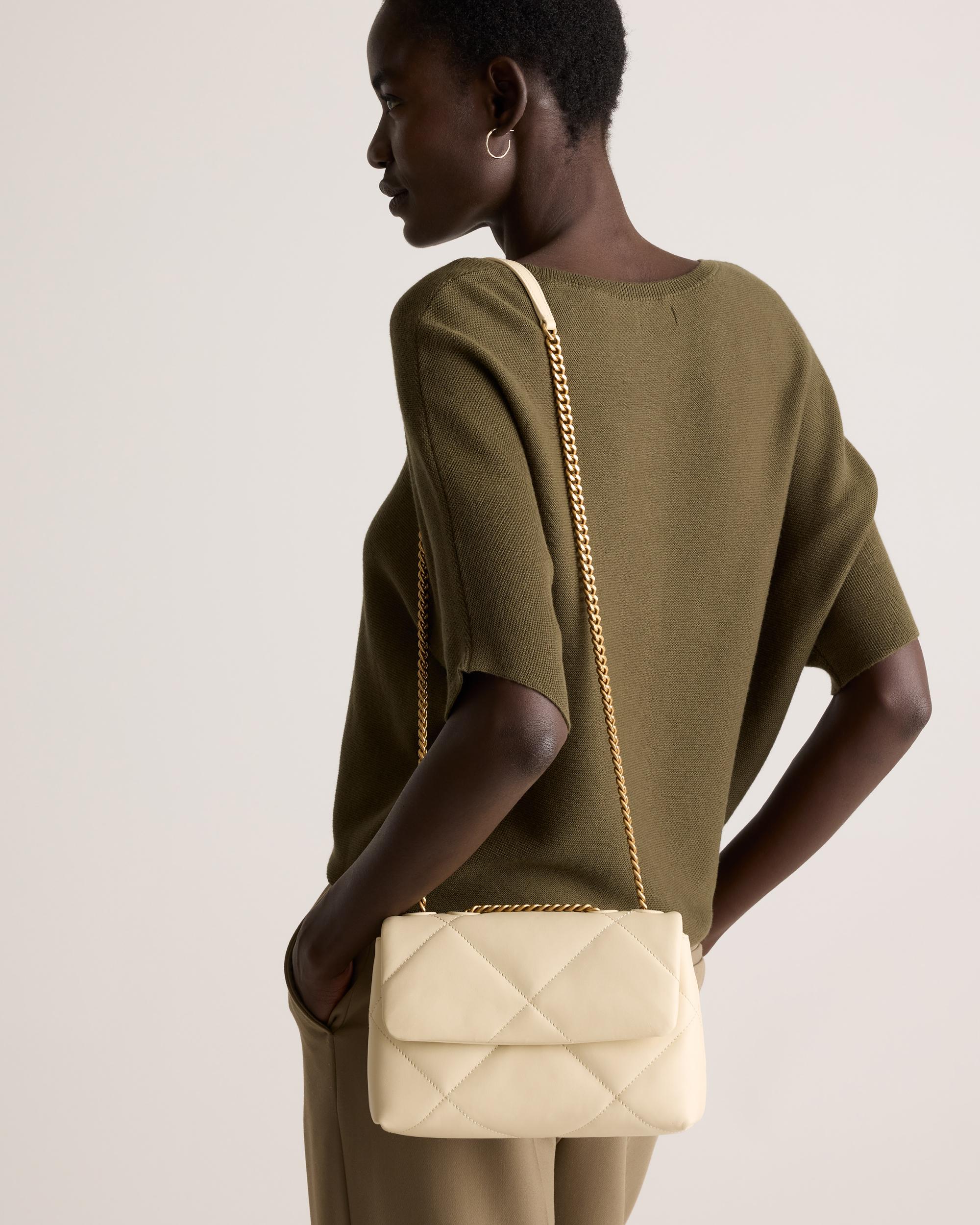 Quince | Women's Italian Leather Diamond Quilted Small Shoulder Bag Product Image