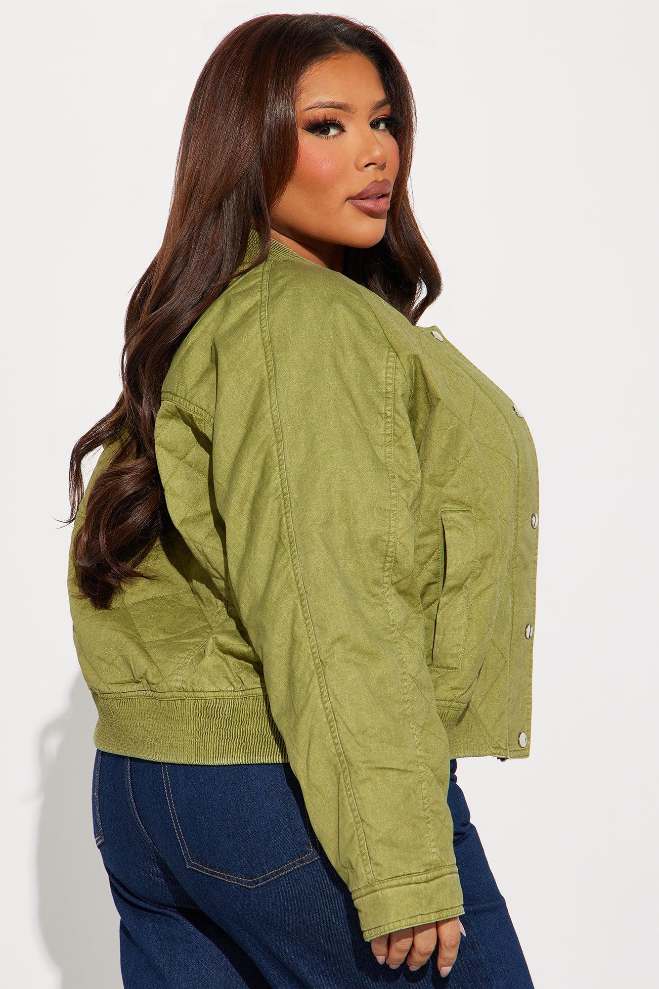 Mara Quilted Washed Bomber Jacket - Olive Female Product Image