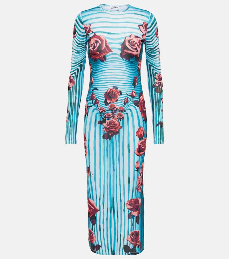 JEAN PAUL GAULTIER Floral Jersey Midi Dress In Blue Product Image