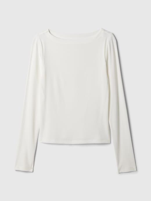Modern Rib Cropped Boatneck T-Shirt Product Image