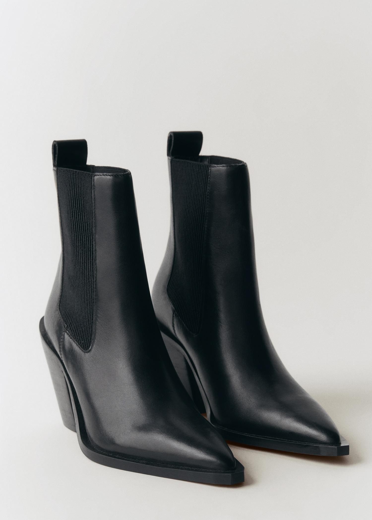 Leather pointed ankle boots - Women | MANGO USA Product Image