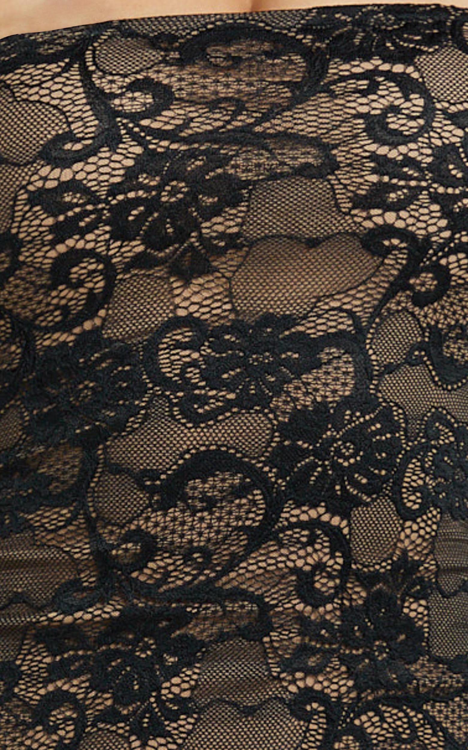 Amery Midi Dress - Off Shoulder Long Sleeve Stretch Fitted Skirt Dress in Black Product Image