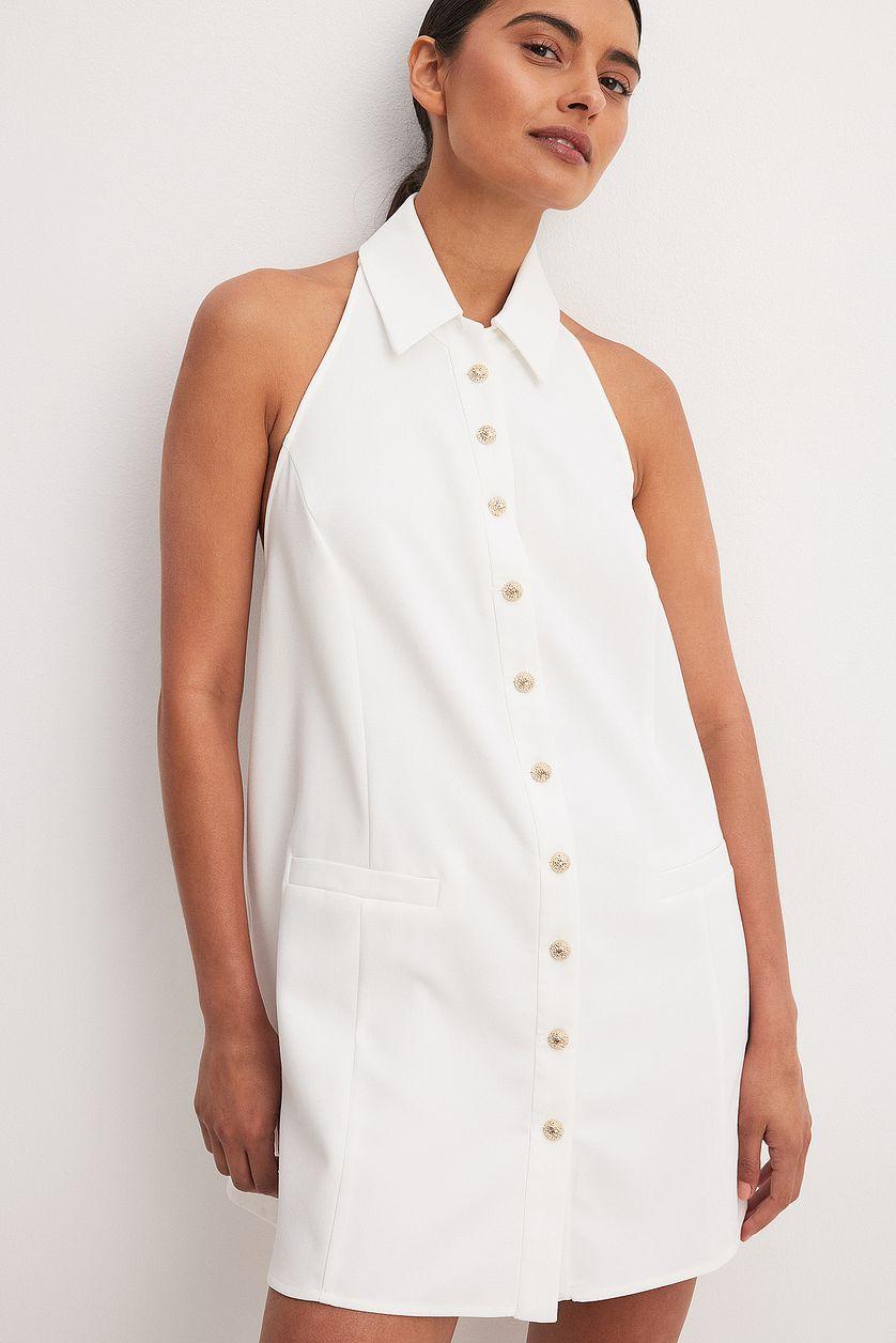 Button Detail A-line Mini Dress Product Image