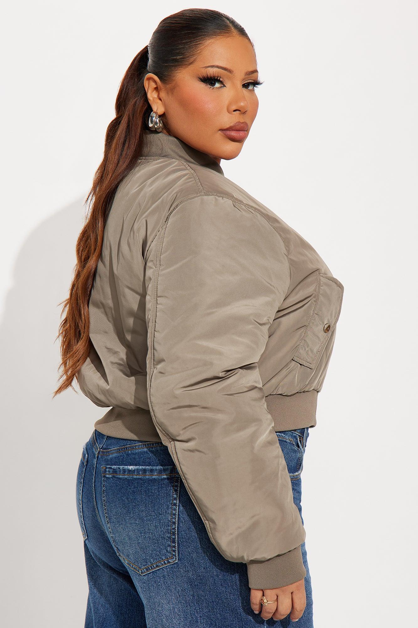 Hard Limits Cropped Bomber Jacket - Olive Female Product Image