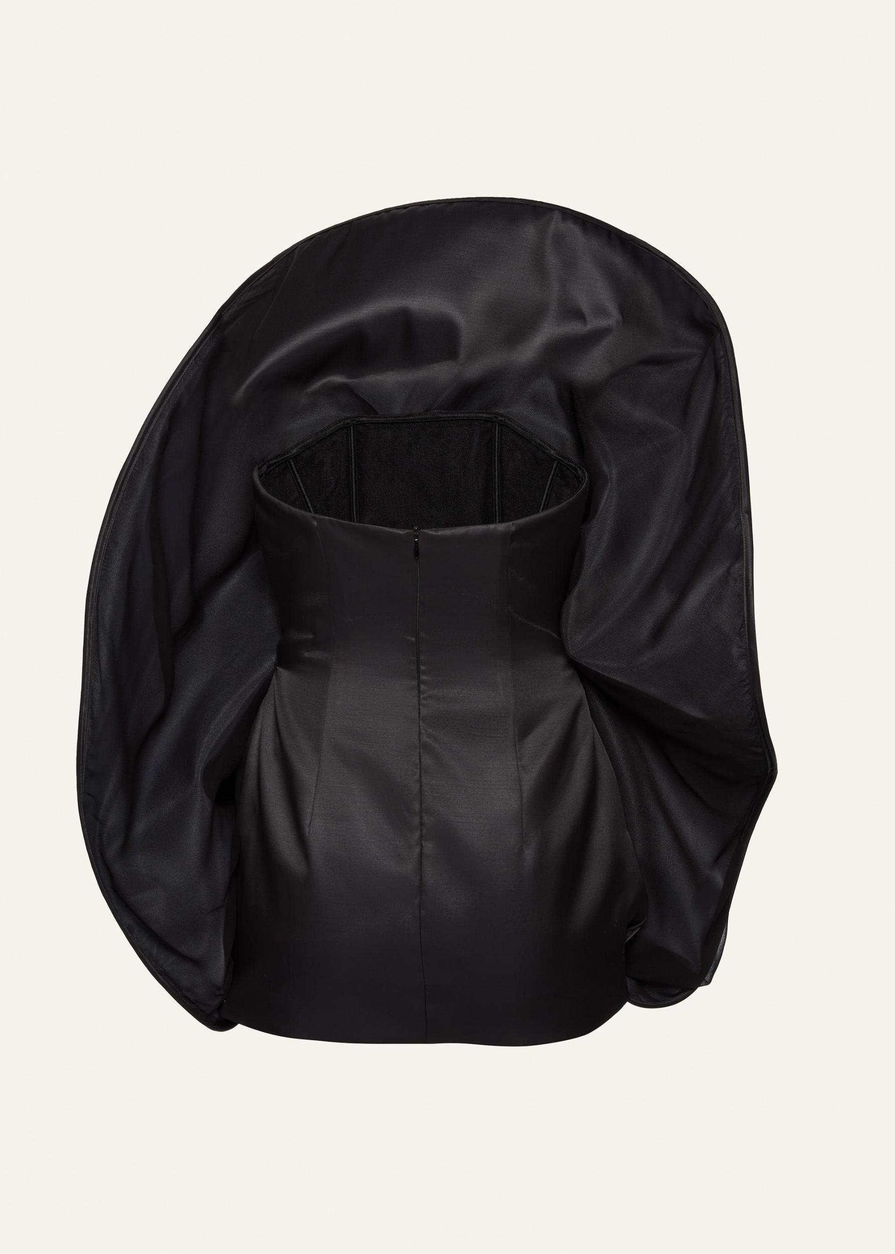 Strapless sculptural mini dress in black Product Image