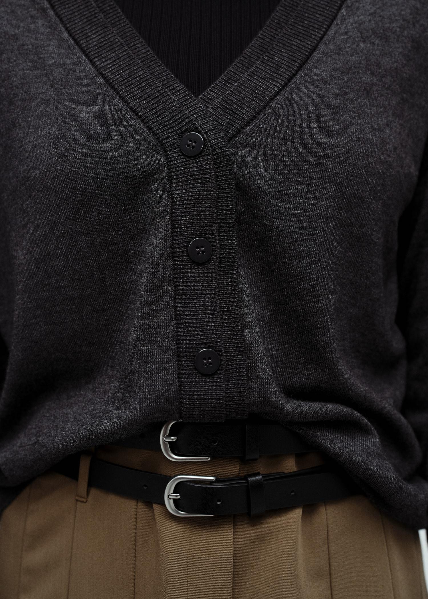 V-neck knitted cardigan - Women | MANGO USA Product Image