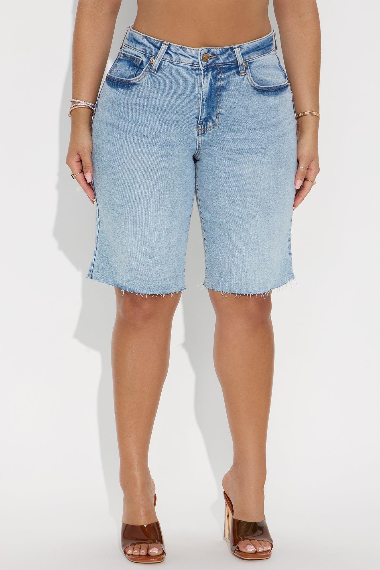 Boardwalker Bermuda Denim Shorts - Light Wash Female Product Image