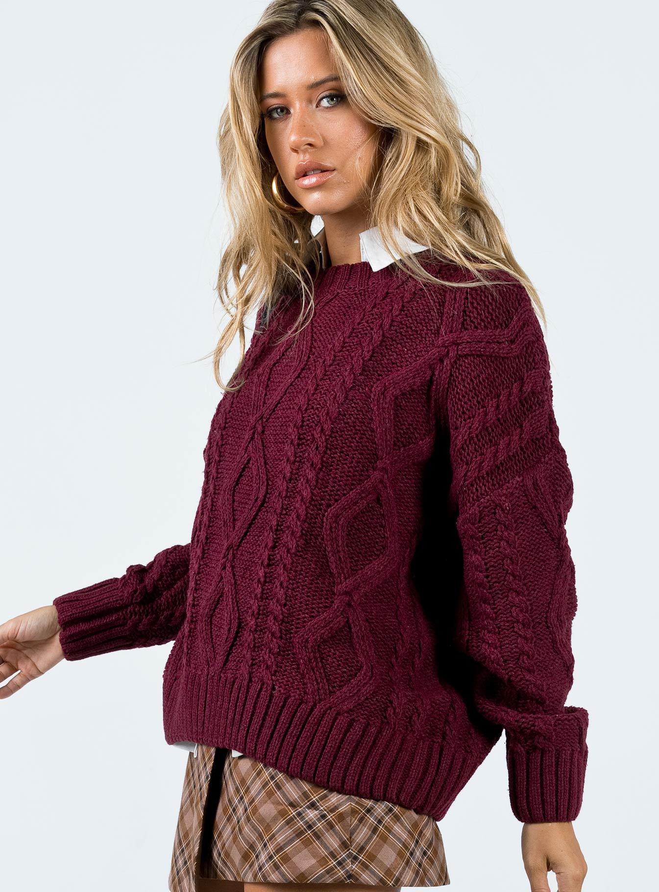 Anaya Oversized Sweater Burgundy Product Image