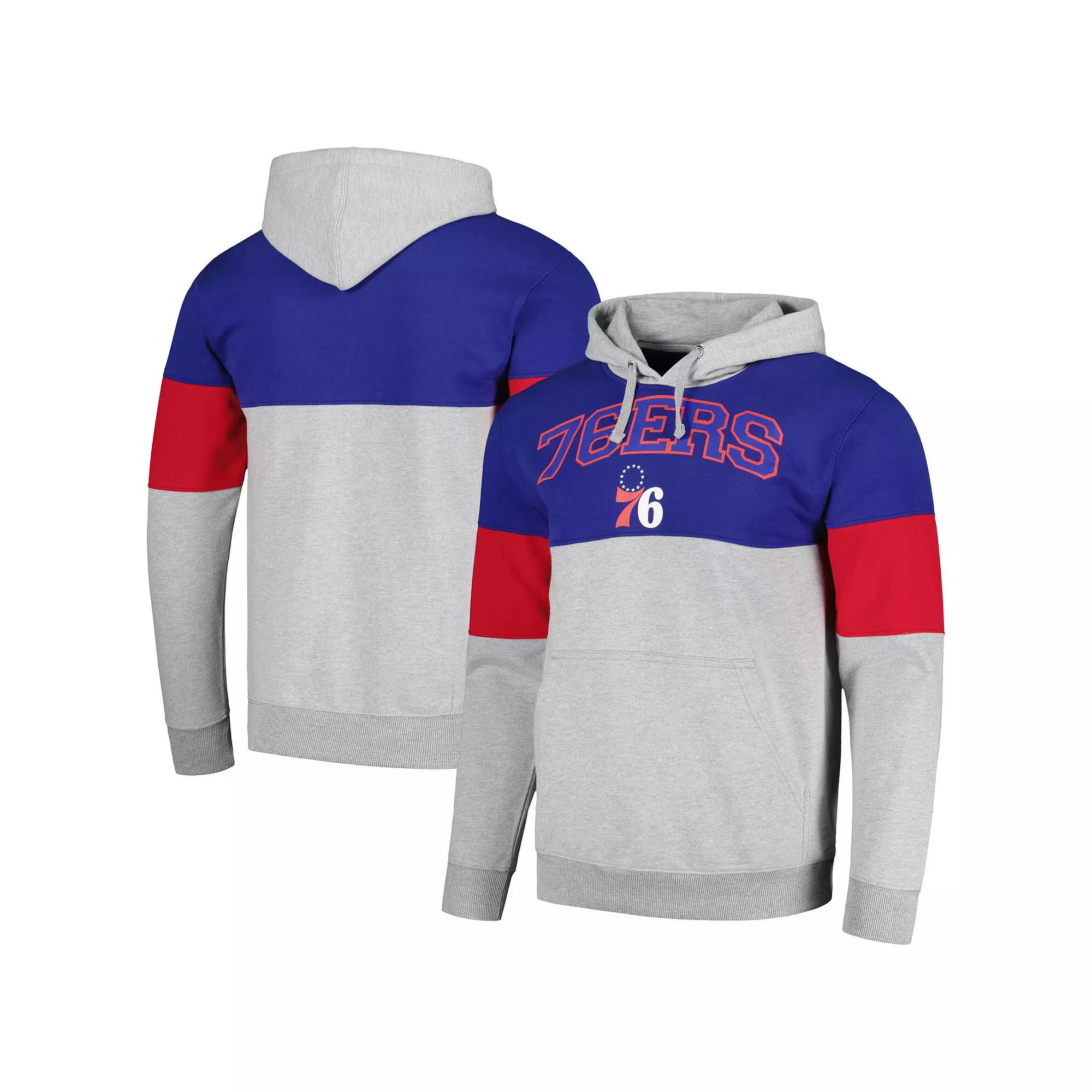 Men's Fanatics Branded Royal Philadelphia 76ers Contrast Pieced Pullover Hoodie,  Product Image