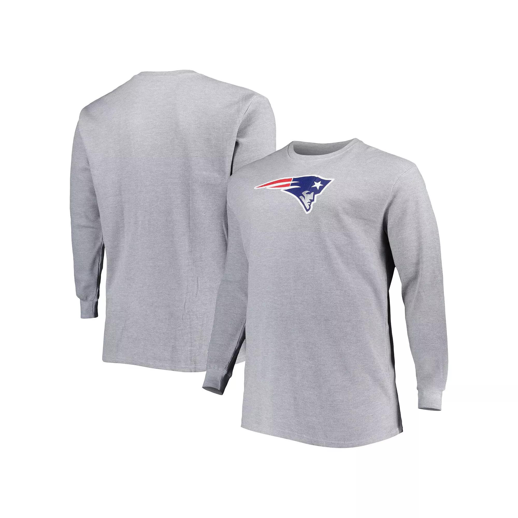Men's Heather Gray New England Patriots Big & Tall Waffle-Knit Thermal Long Sleeve T-Shirt, Size: 3XLT, Grey Product Image