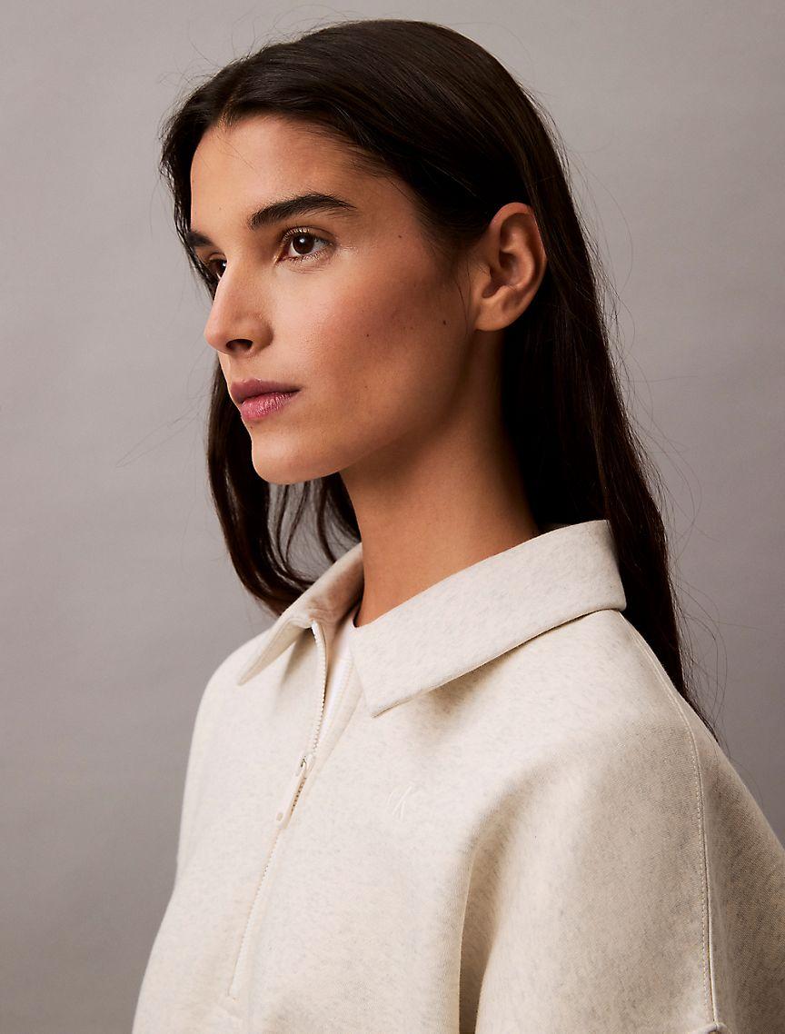 Calvin Klein Womens Archive Logo Fleece Quarter Zip Mock Neck Sweatshirt - Grey Product Image