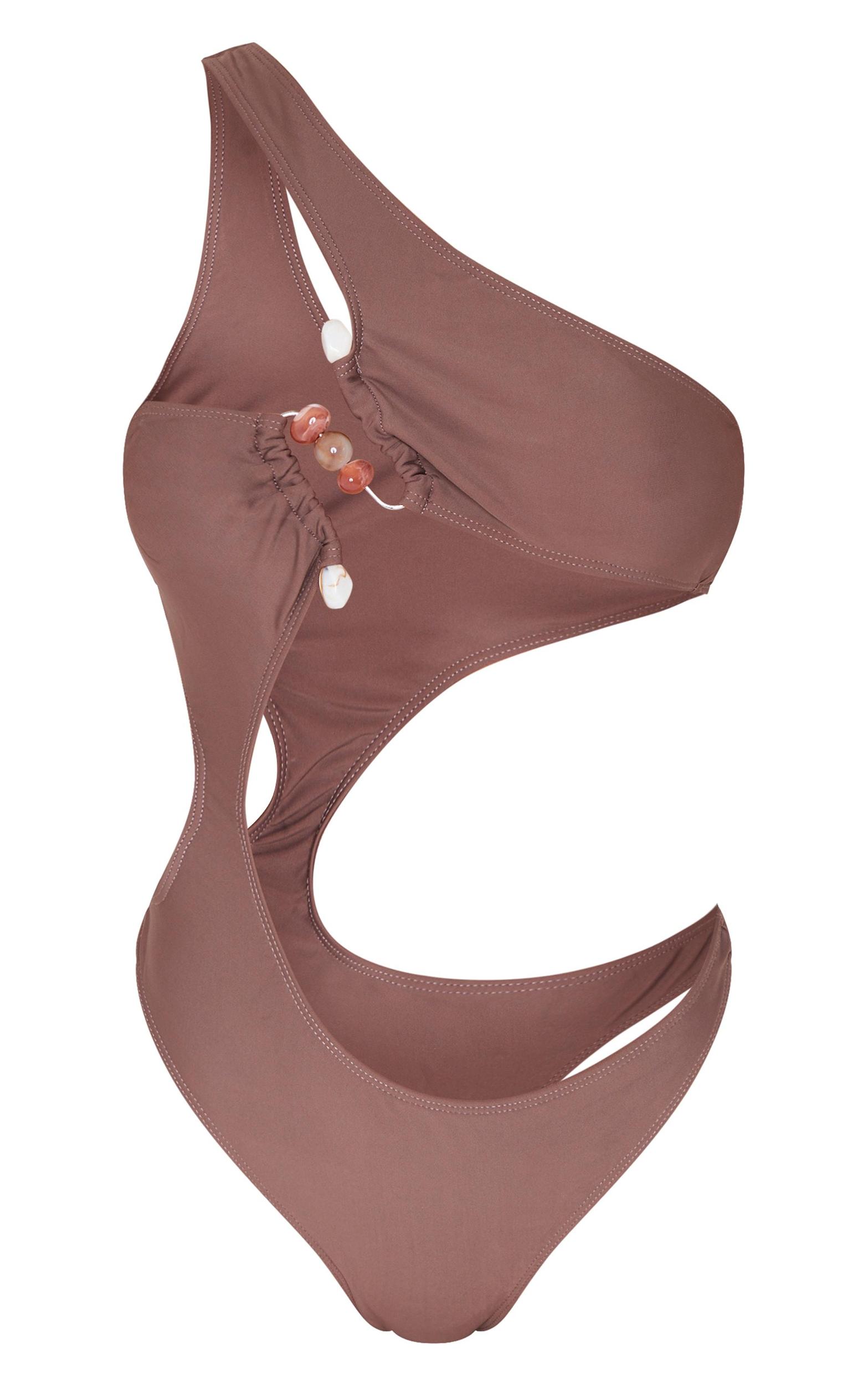 Chocolate Stone Trim Cut Out Swimsuit Product Image
