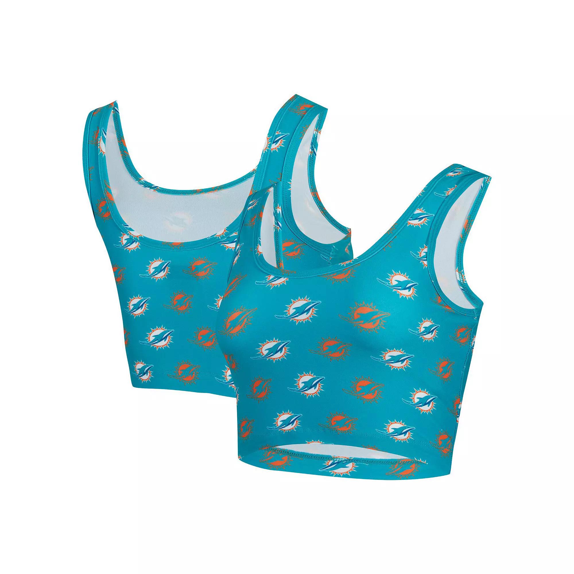 Women's Concepts Sport Aqua Miami Dolphins Record Allover Print Bralette,  Product Image