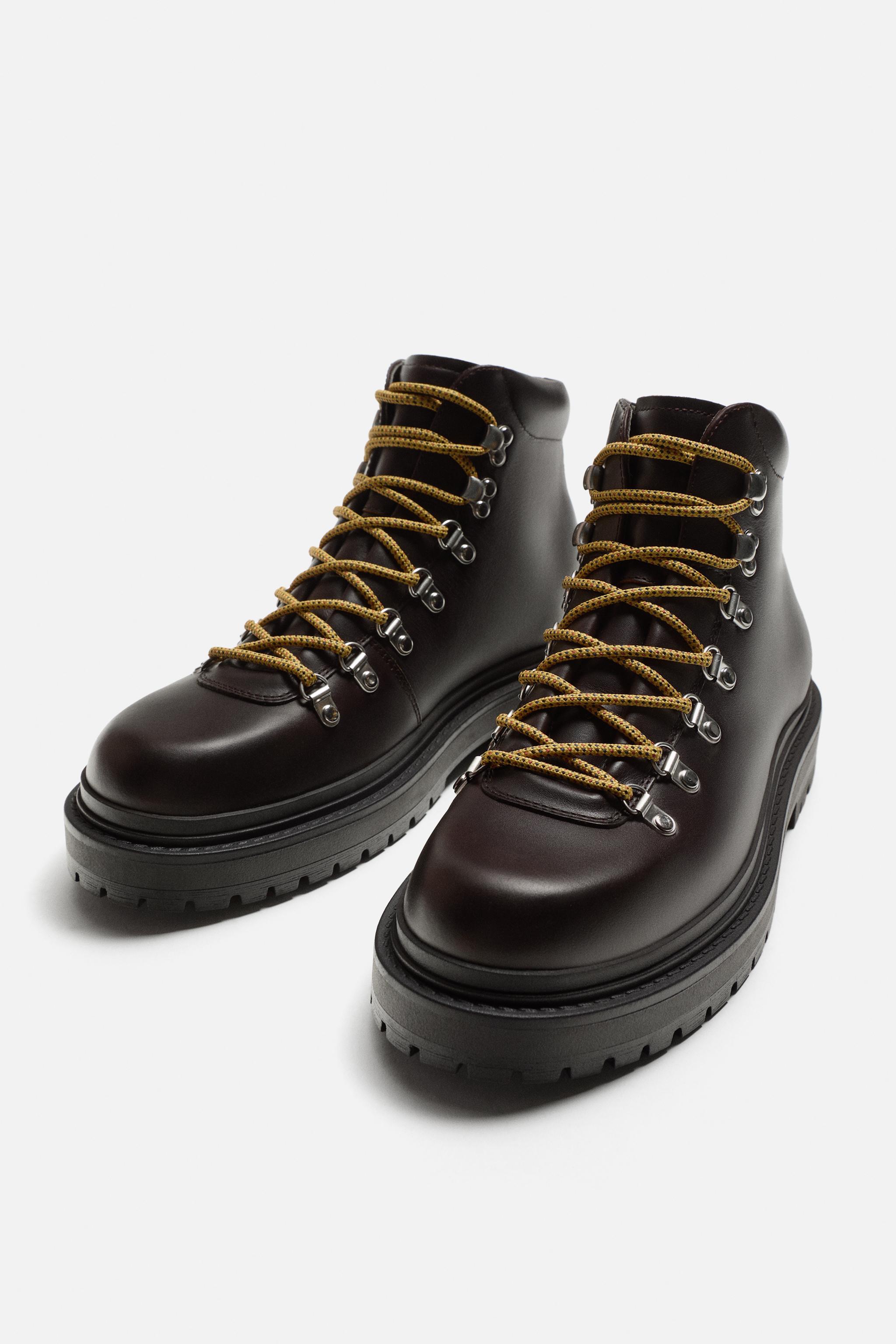 LACED LEATHER BOOTS Product Image