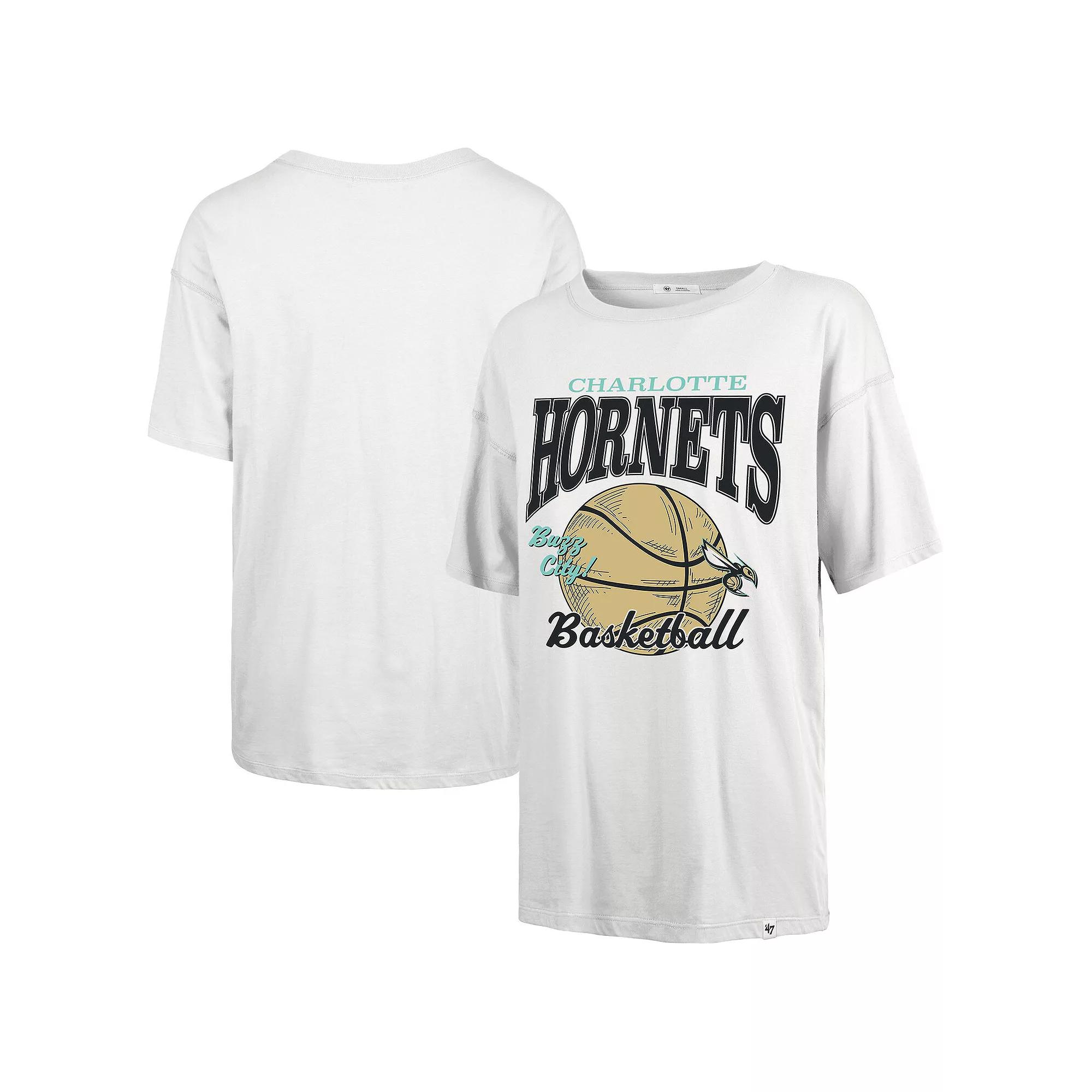 Women's '47 White Charlotte Hornets City Edition Down Court Sadie T-Shirt,  Product Image