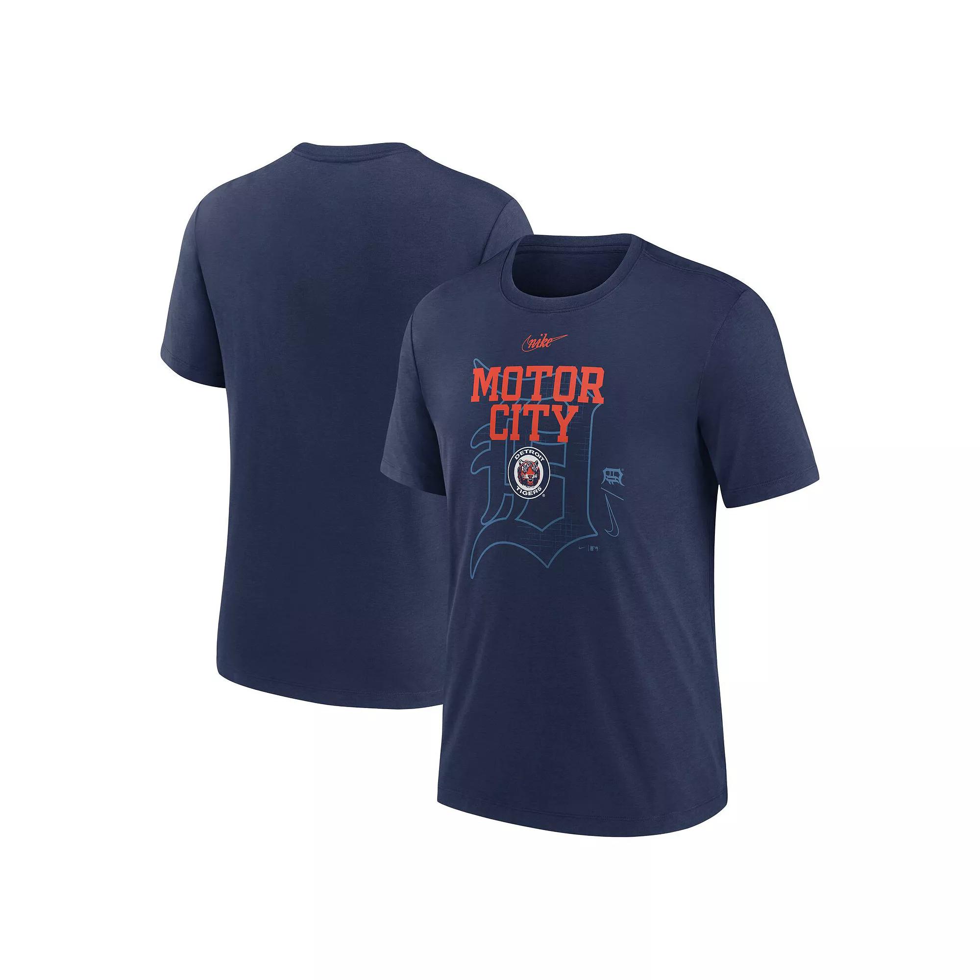 Men's Nike Navy Detroit Tigers Rewind Retro Tri-Blend T-Shirt,  Product Image