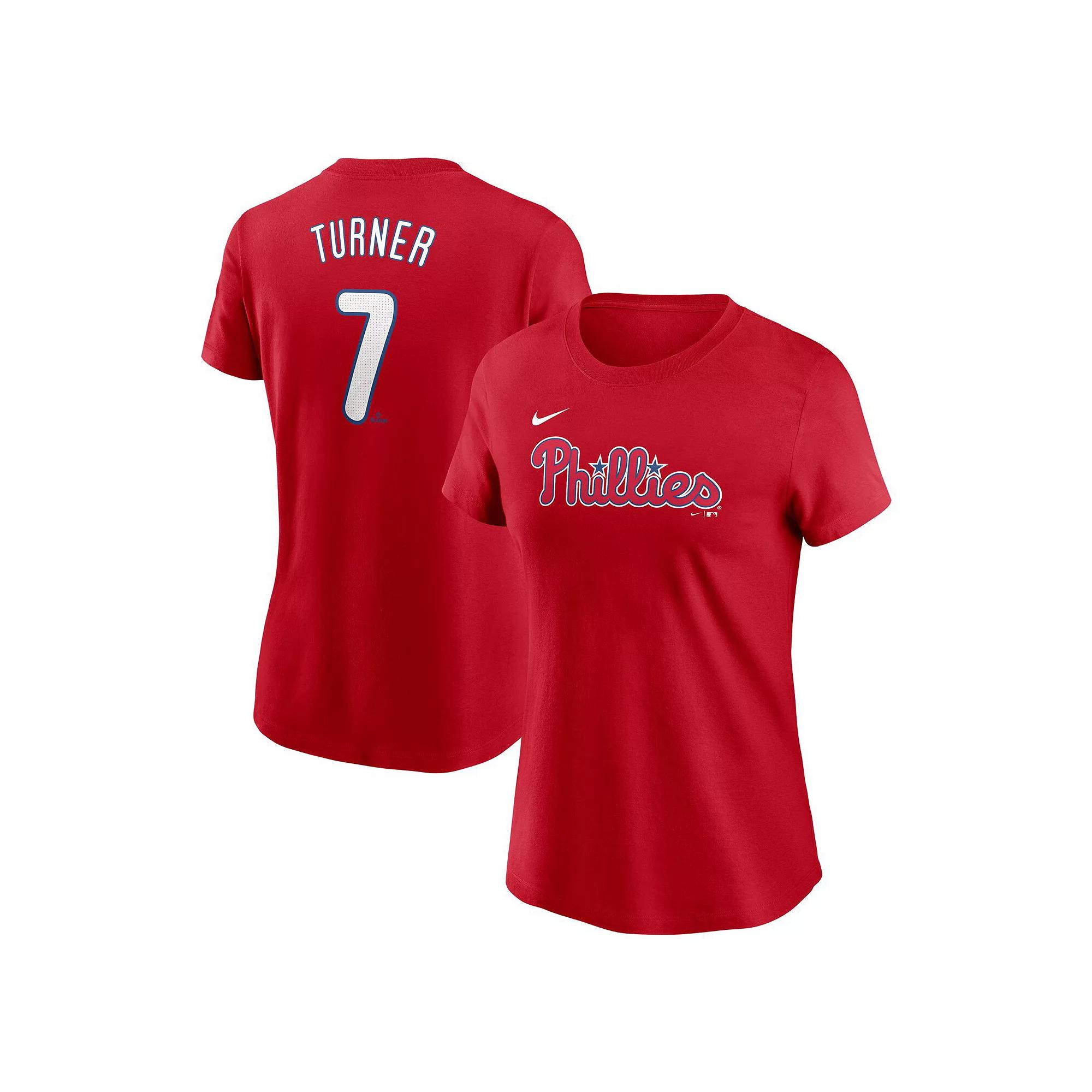 Women's Nike Trea Turner Red Philadelphia Phillies Fuse Name & Number T-Shirt, Size: 2XL Product Image