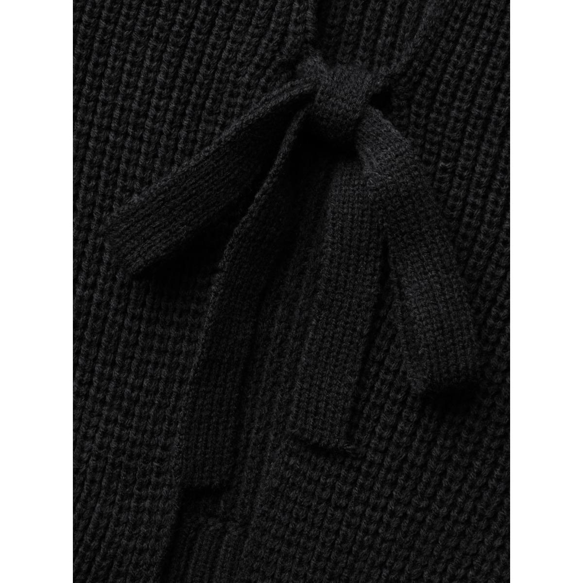 Plus Size Supersoft Essentials Solid Tie Knot Cardigan Black Women Casual Bodycon Long Sleeve Everyday Cardigans BloomChic 18-20/2X Product Image