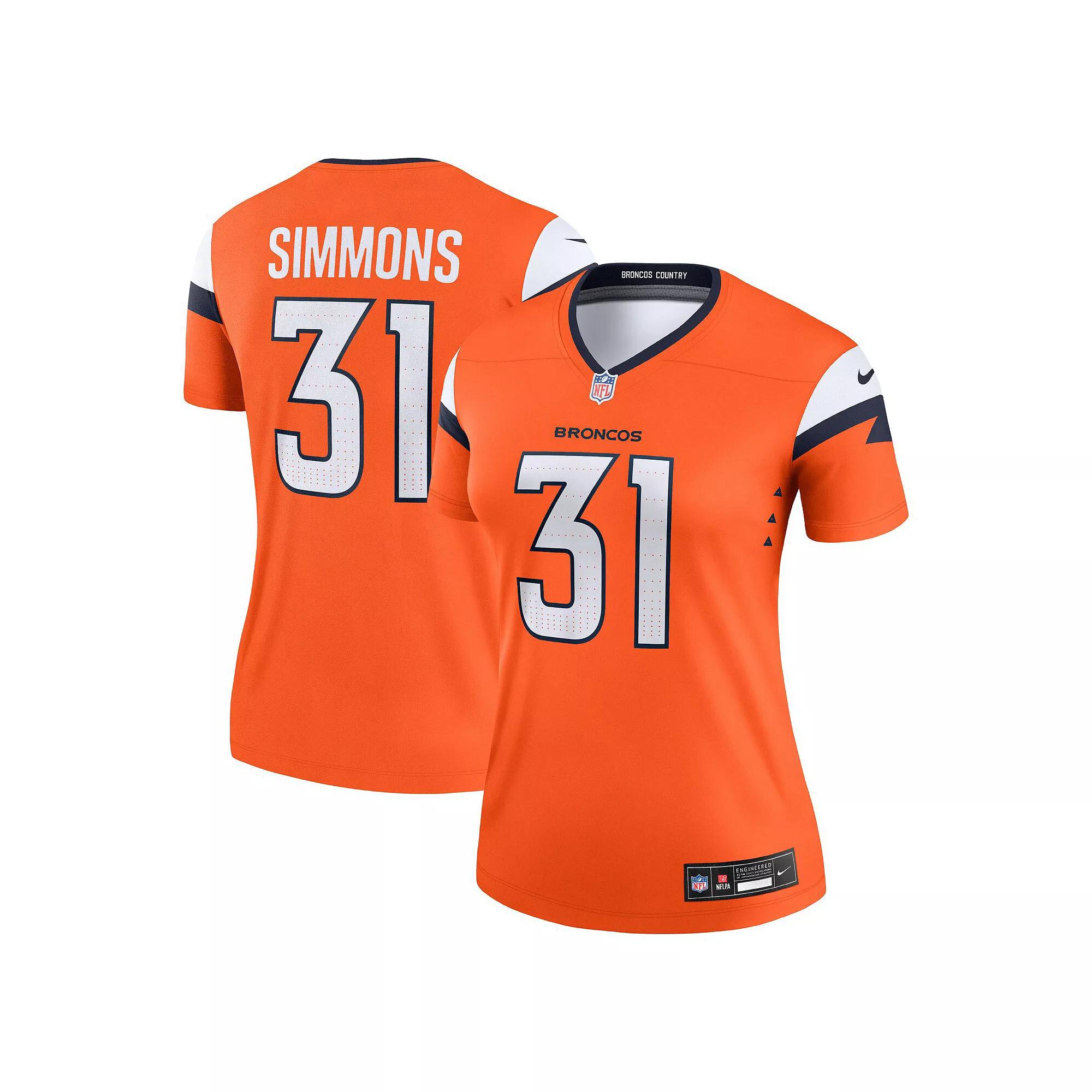 Women's Nike Justin Simmons  Navy Denver Broncos Alternate Legend Player Performance Top, Size: Small, Blue Product Image