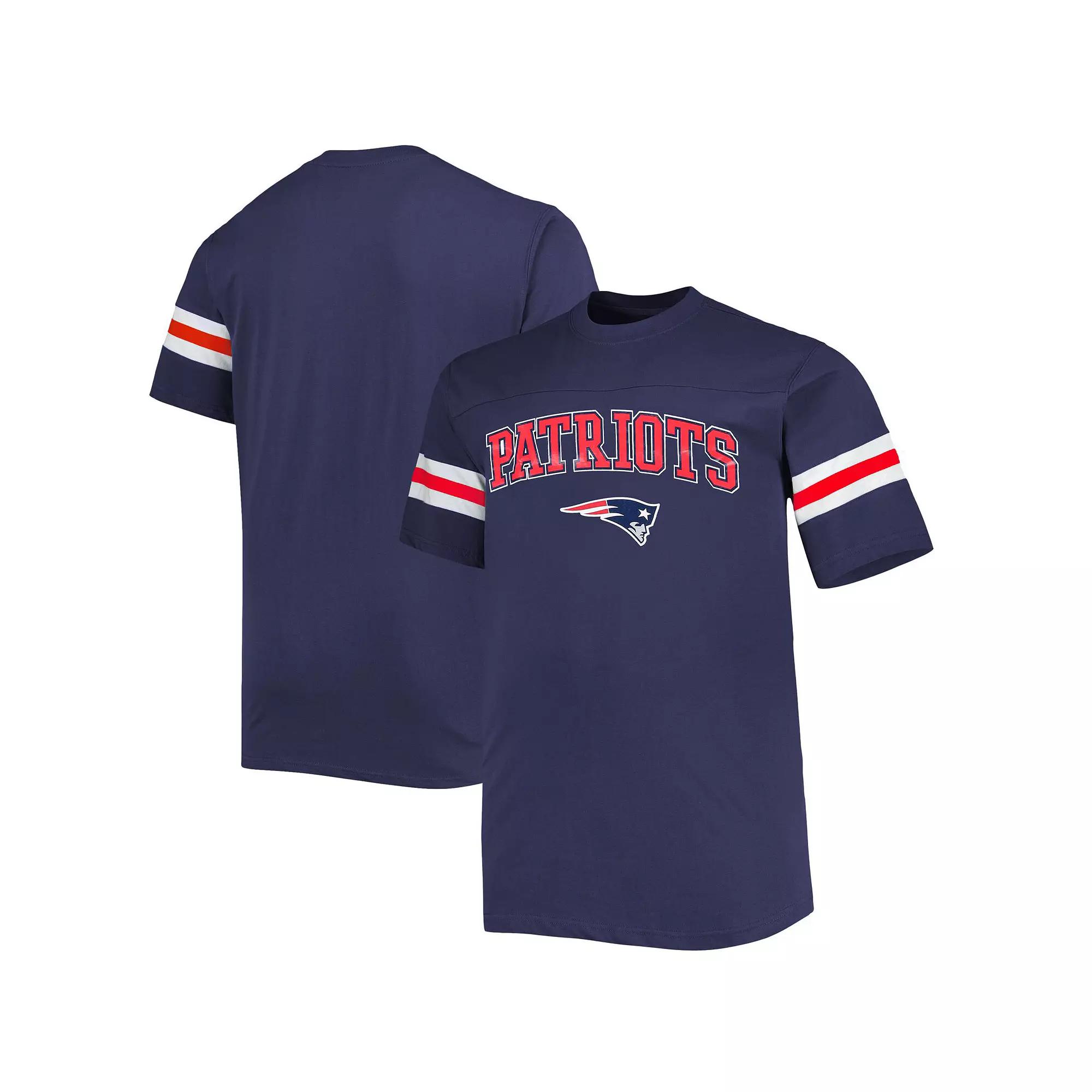 Men's Navy New England Patriots Big & Tall Arm Stripe T-Shirt,  Product Image