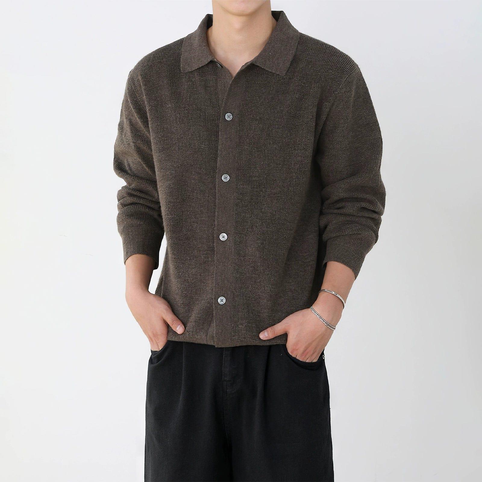 RT No. 11845 KNIT BUTTON-UP COLLAR SWEATER Product Image