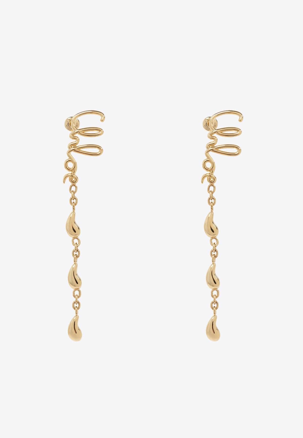 CHLOÉ Iconic Signature Dangling Earrings In Gold Product Image