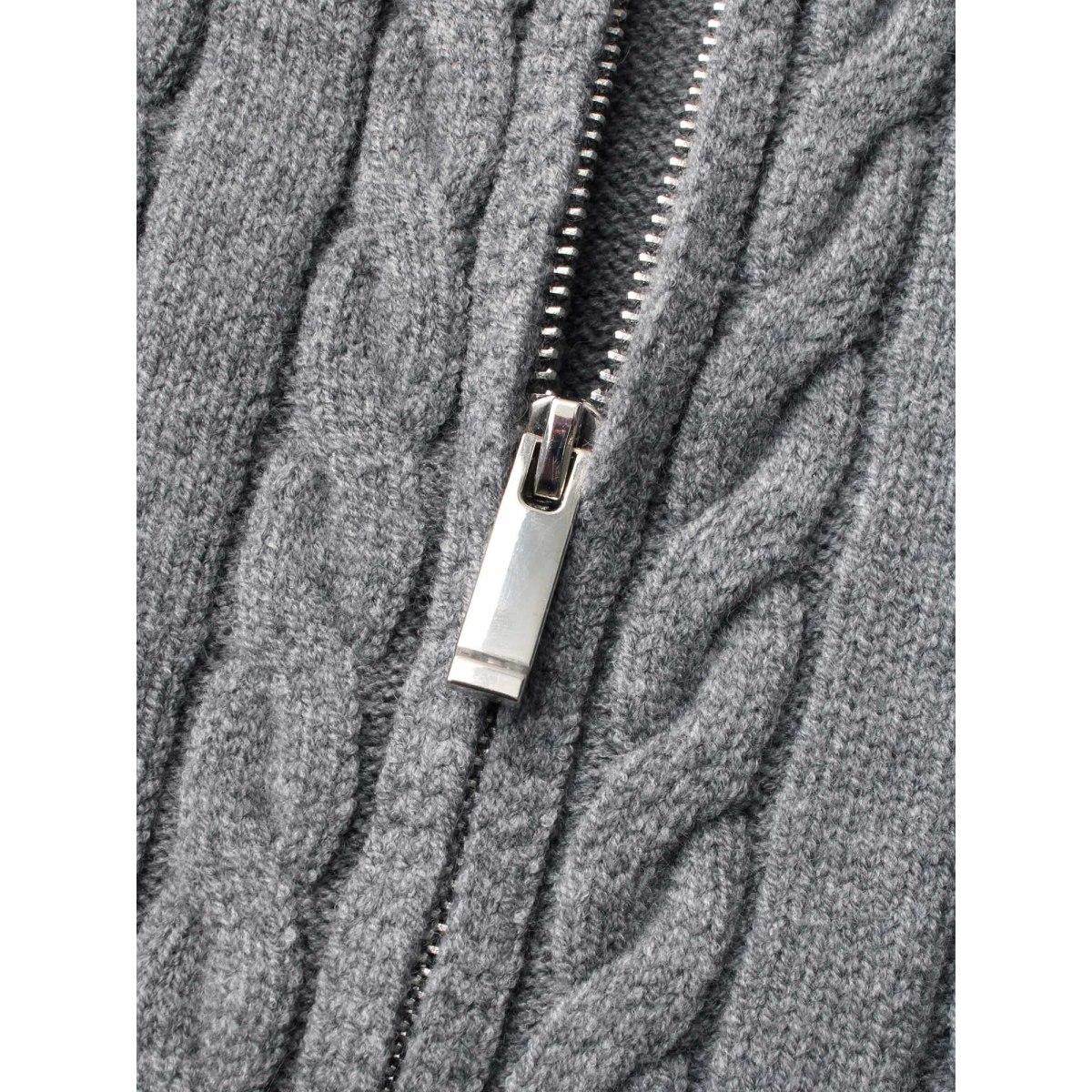 Plus Size Cable Knit Hooded Zipper Cardigan DimGray Women Leisure Loose Long Sleeve Casual Cardigans BloomChic 22-24/3X Product Image