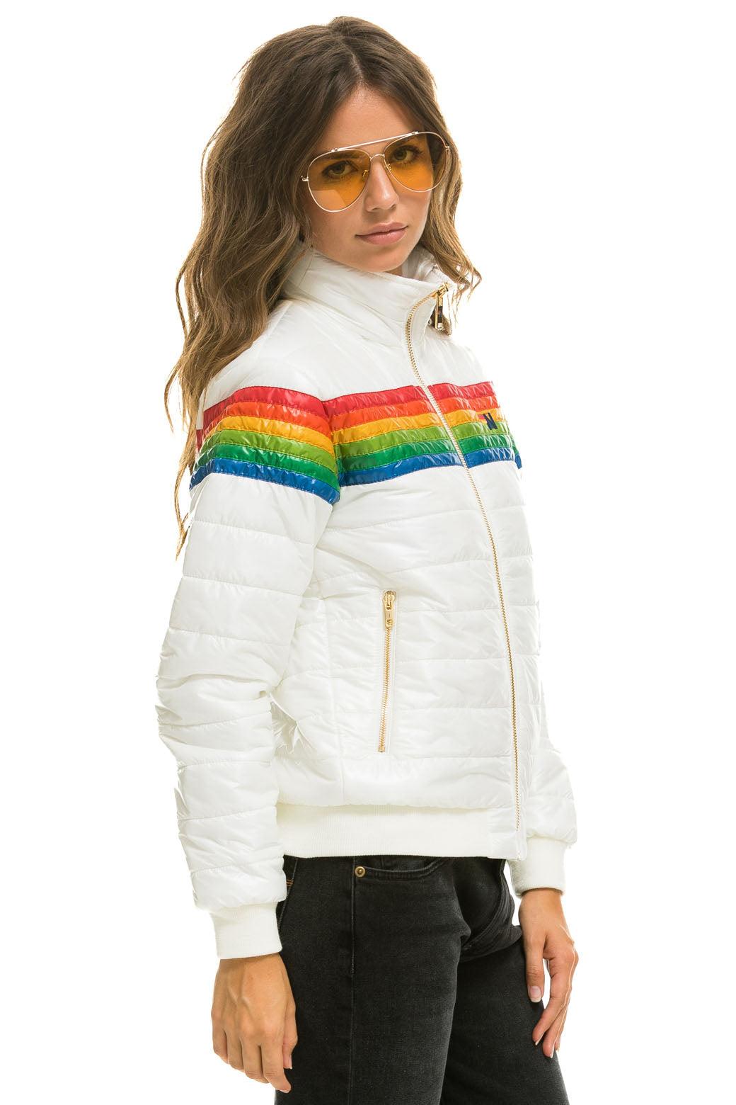 6 STRIPE JACKET -  GLOSSY WHITE Female Product Image